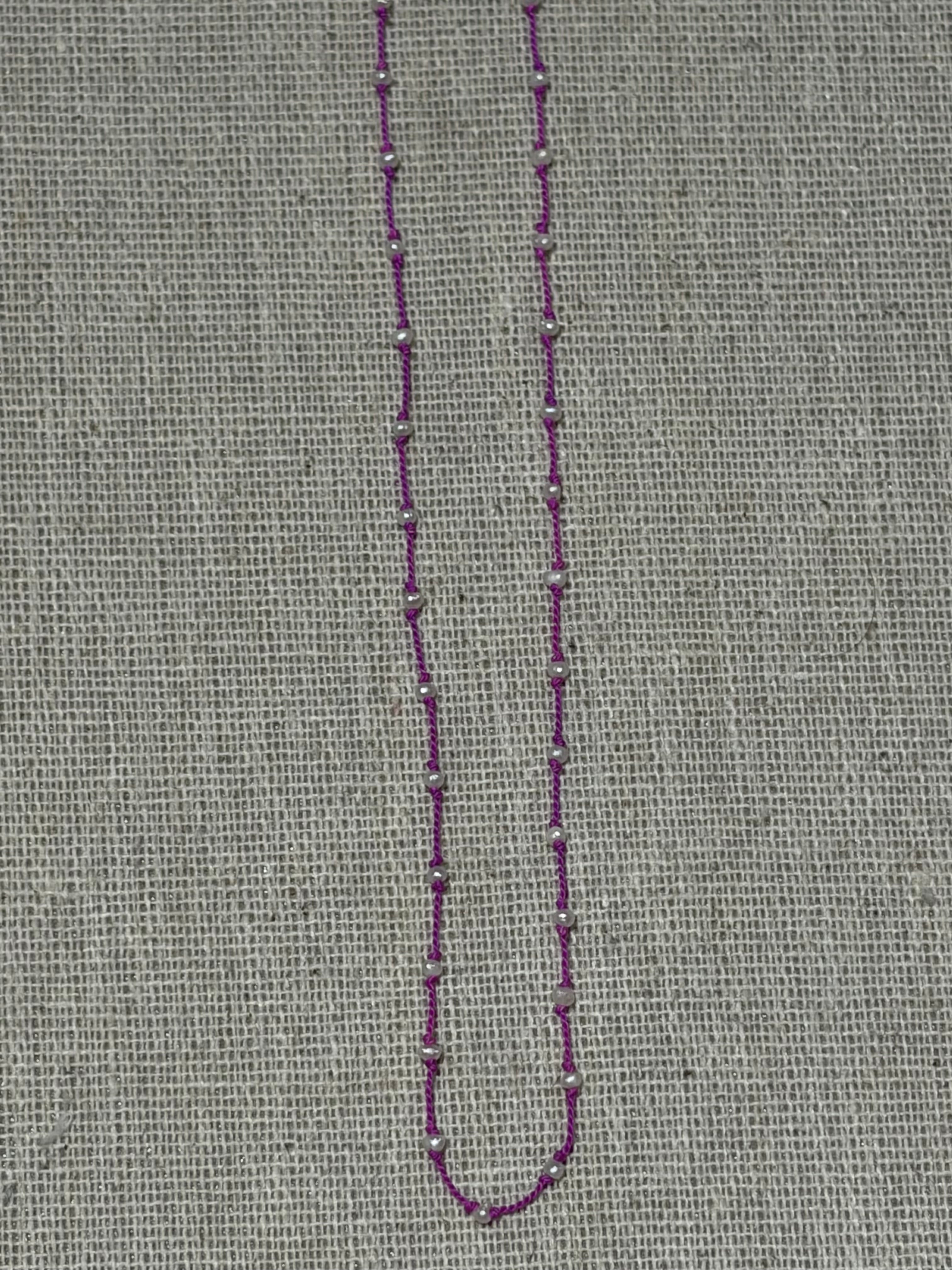 Knotted Silk Pearl Necklace