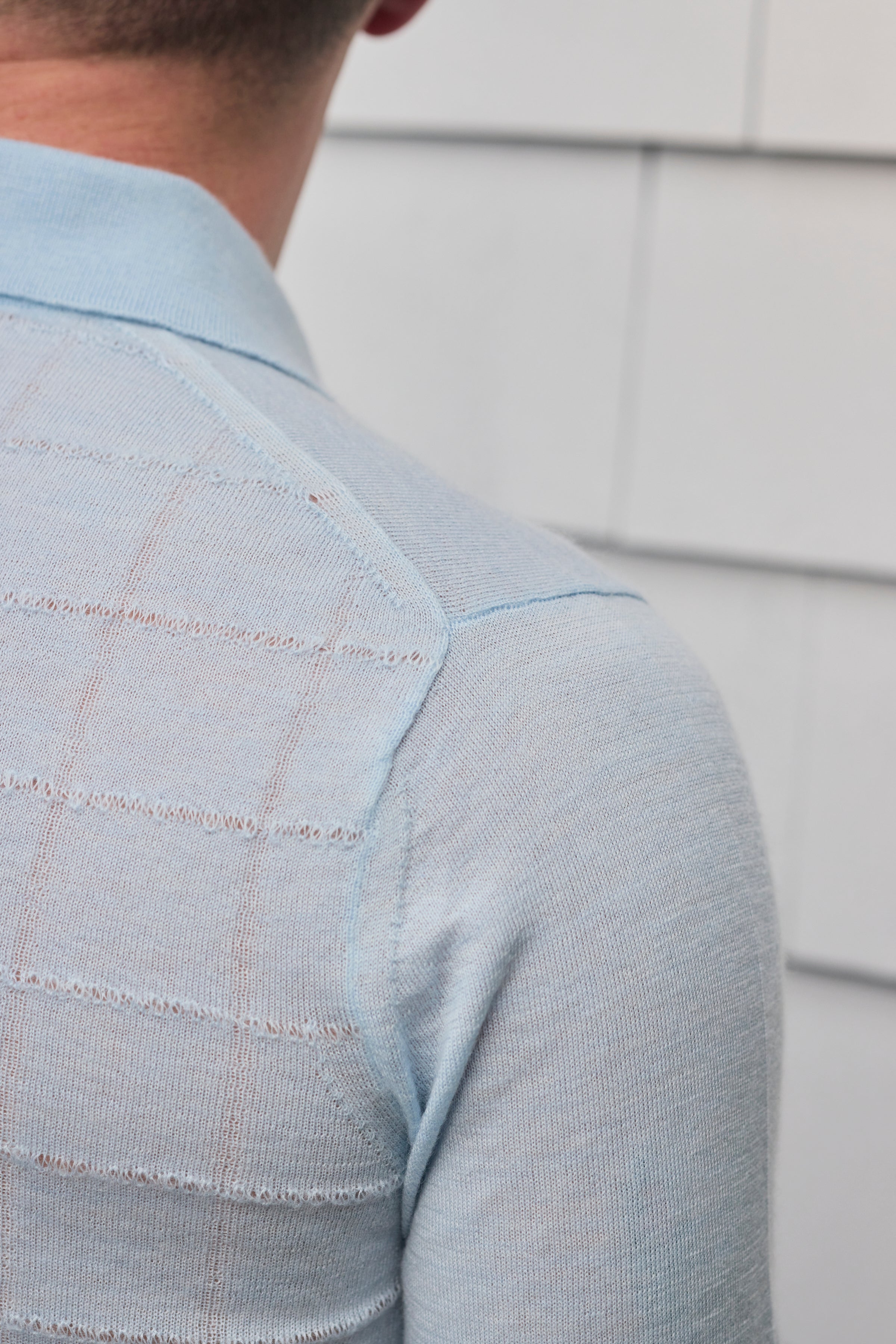 Hank Fine Cashmere Hampton Polo in Pale Blue