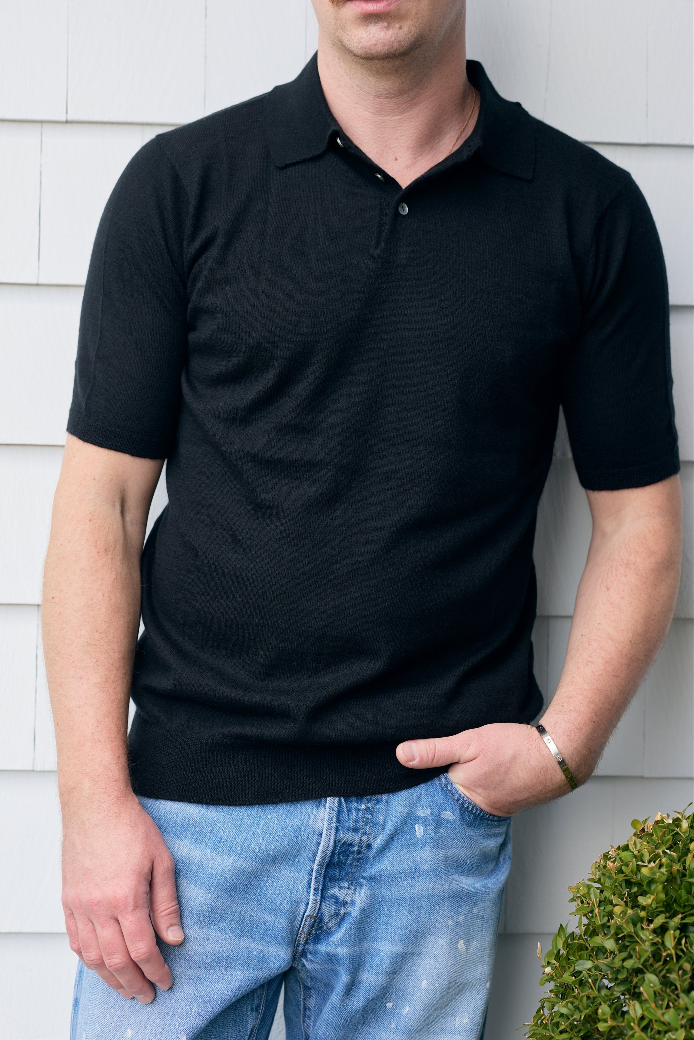 Hank Fine Cashmere Hampton Polo in Black