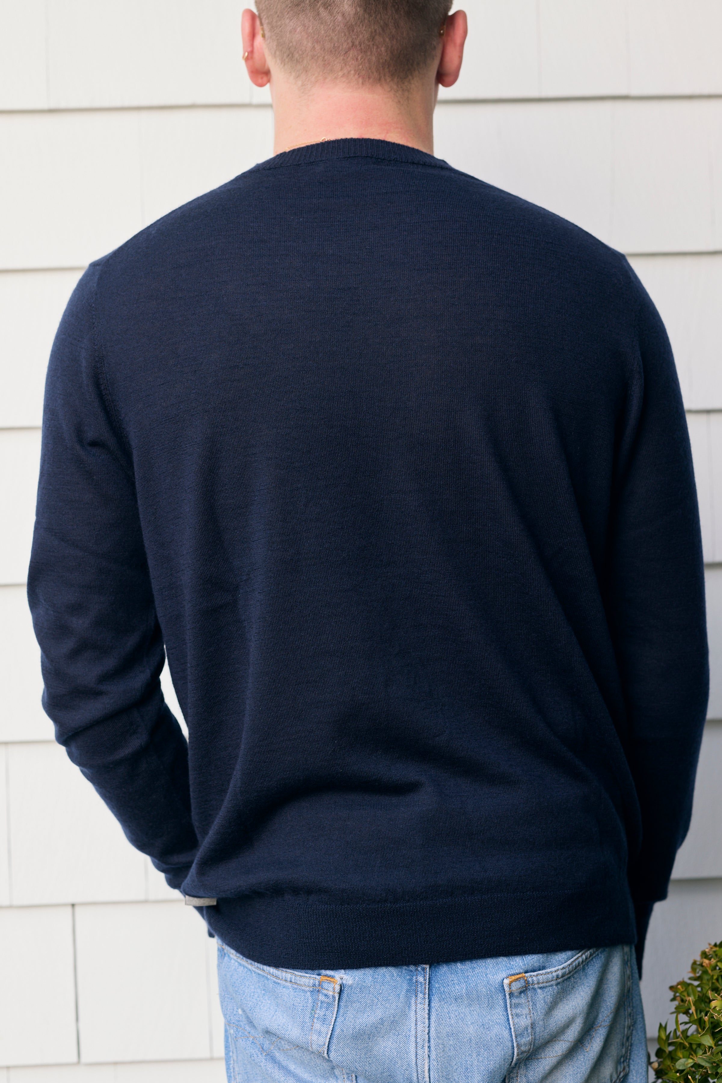 Hank Fine Cashmere Newman Sweater in Midnight Navy