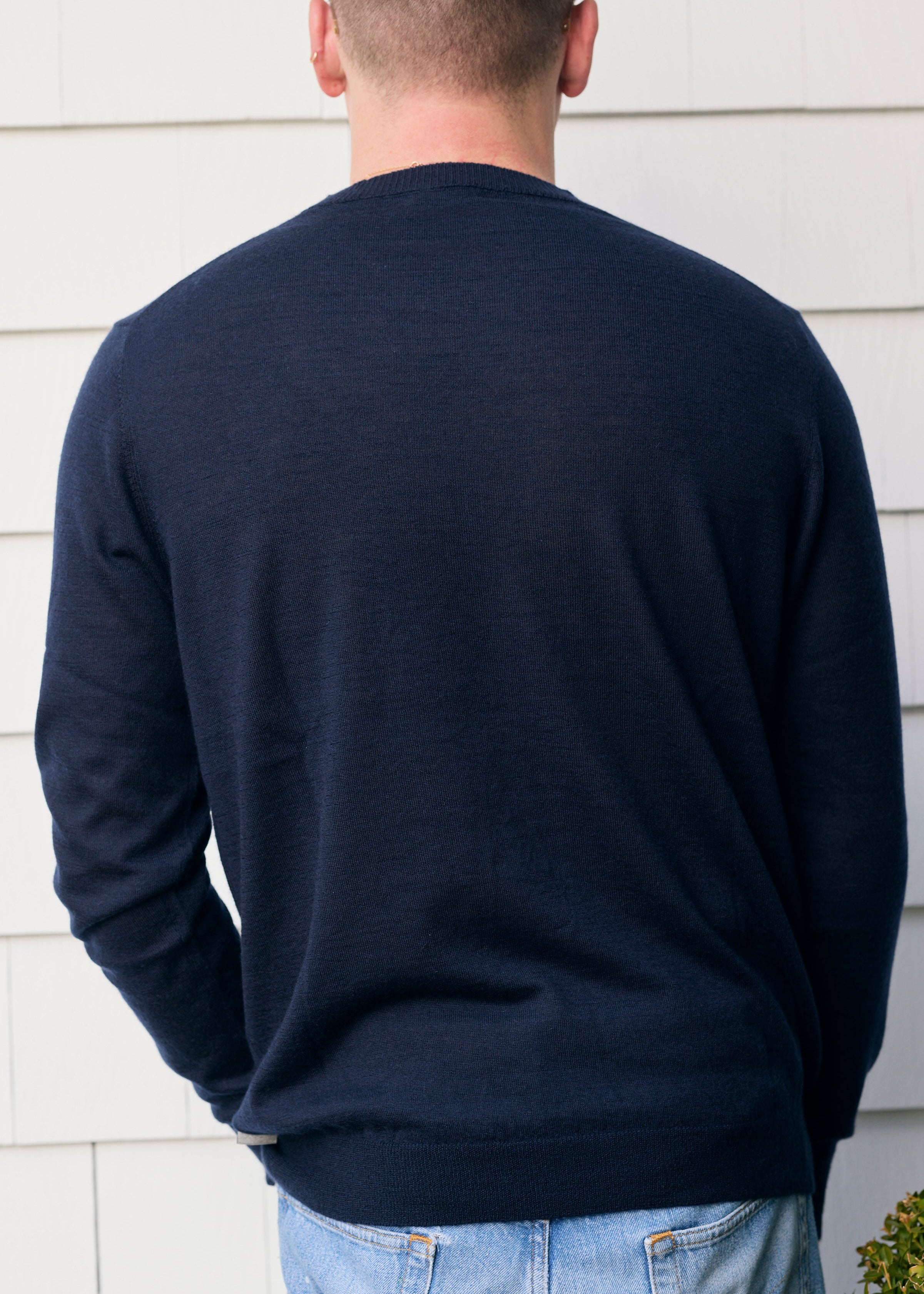 Hank Fine Cashmere Newman Sweater in Midnight Navy