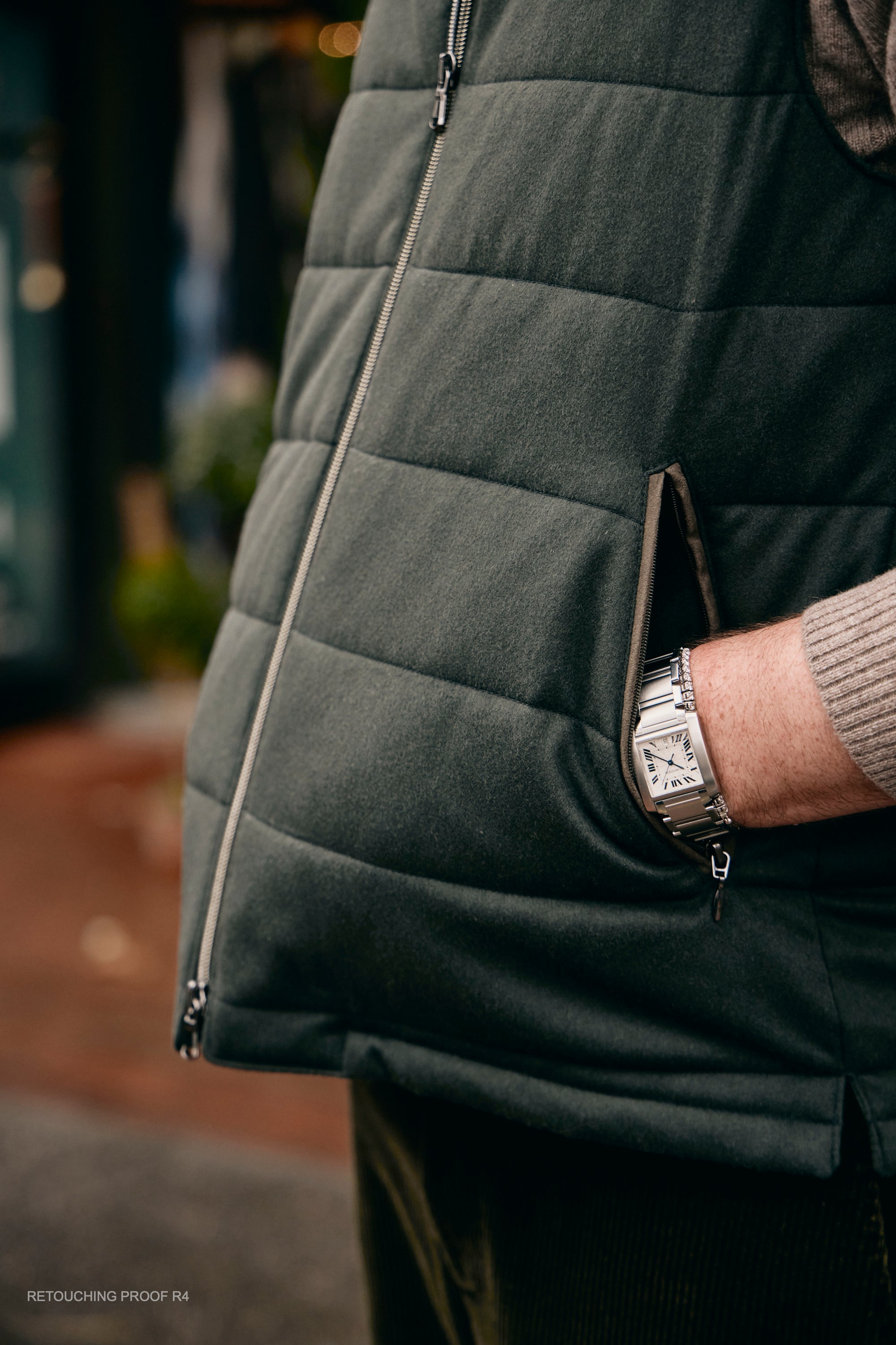 Hank Cashmere Parsonage Vest Olive Green