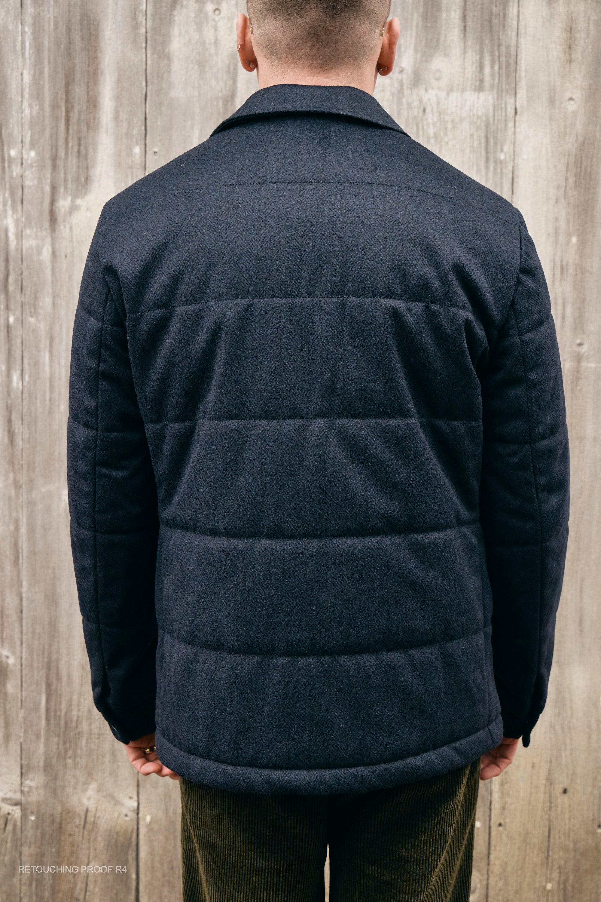 Hank Cashmere Quilted Barn Jacket in Navy