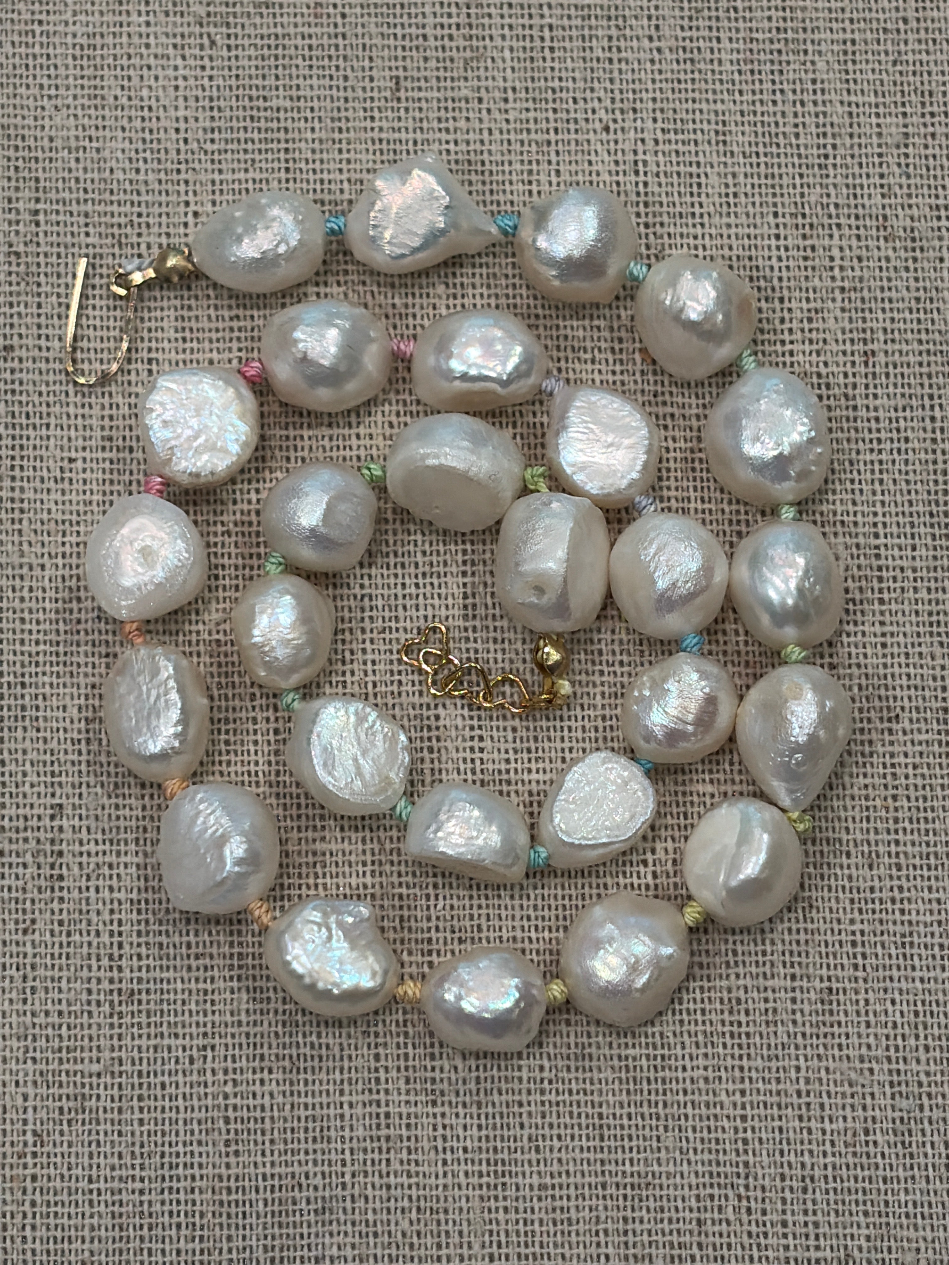 Large Rainbow Knotted Pearl Necklace
