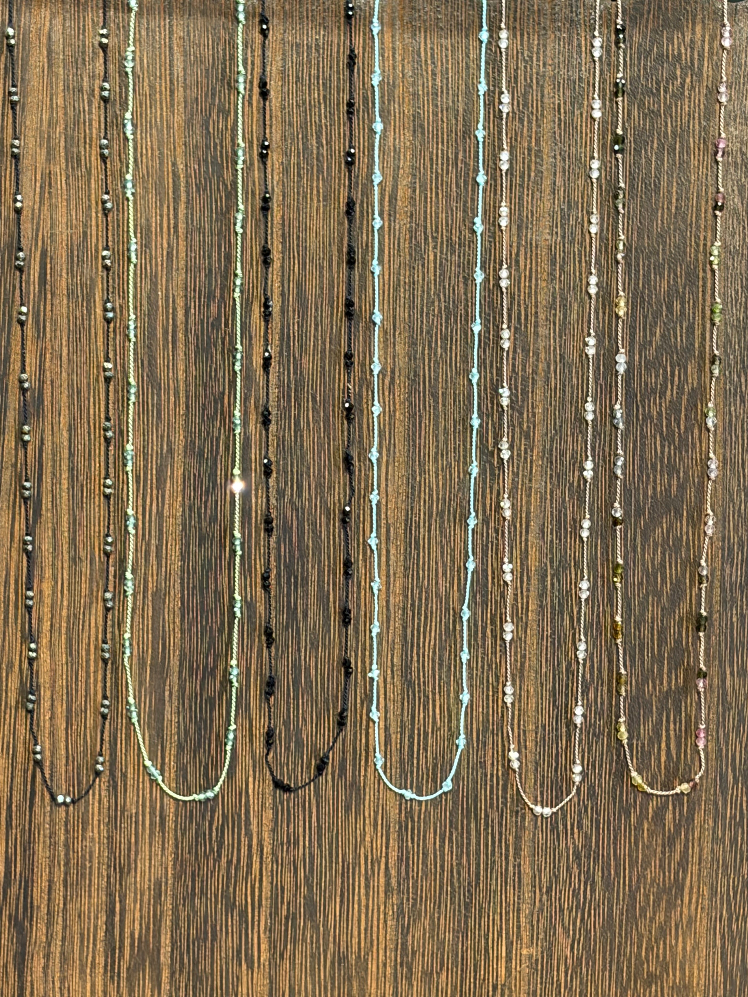 Knotted Silk Beaded Gemstone Necklace