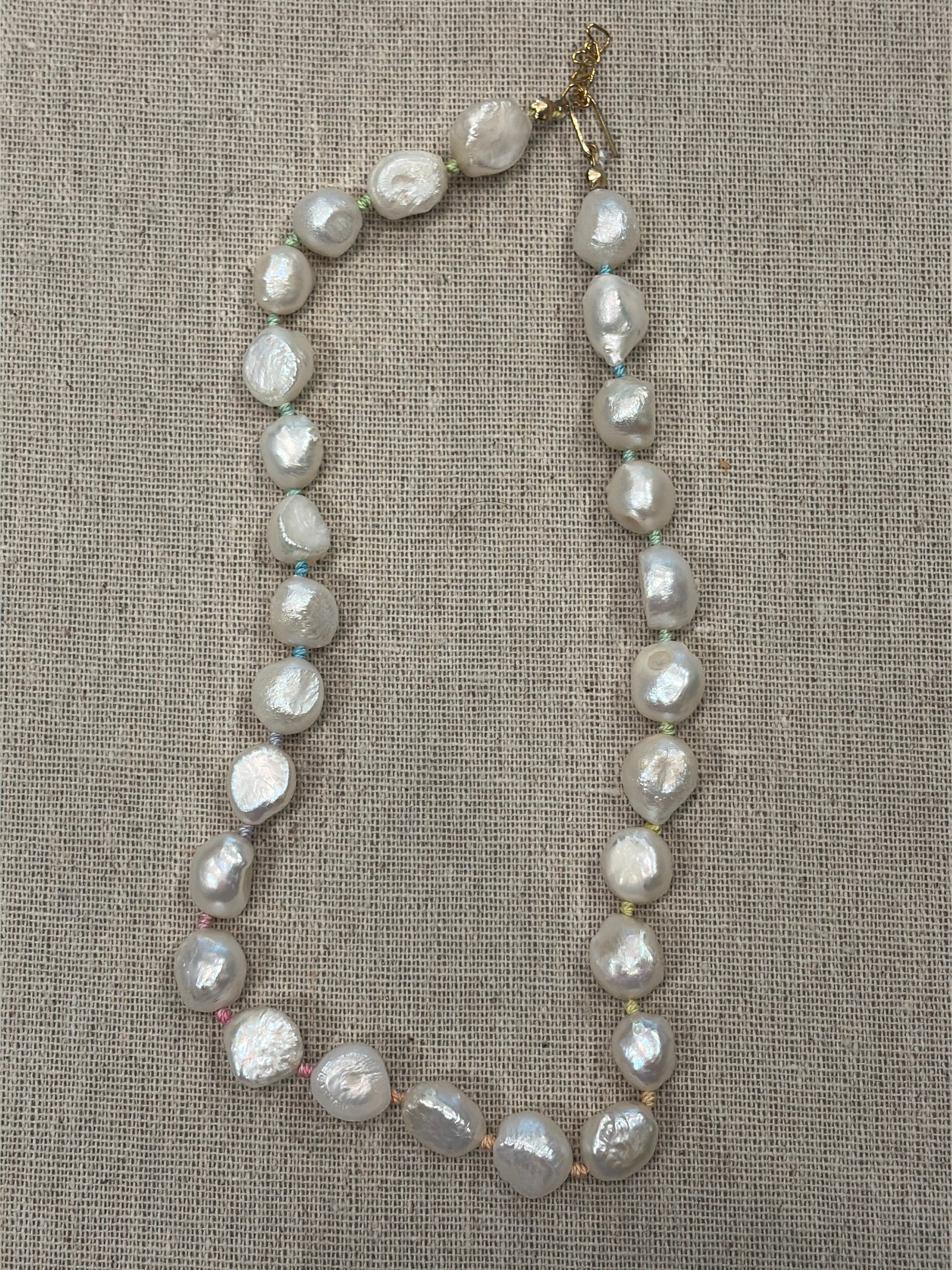 Large Rainbow Knotted Pearl Necklace