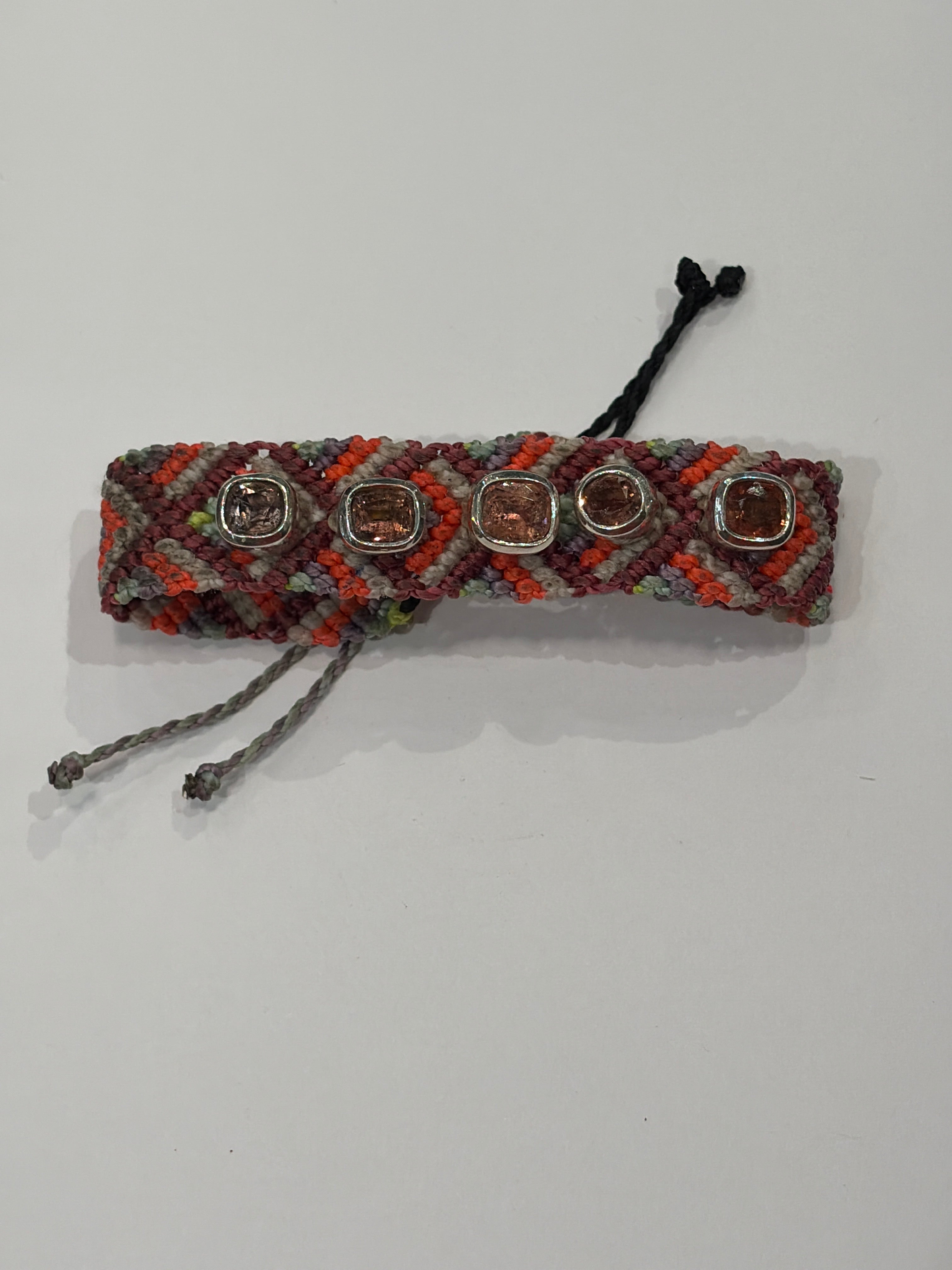 Woven Bracelets with Tourmaline Gemstones set in Sterling Silver