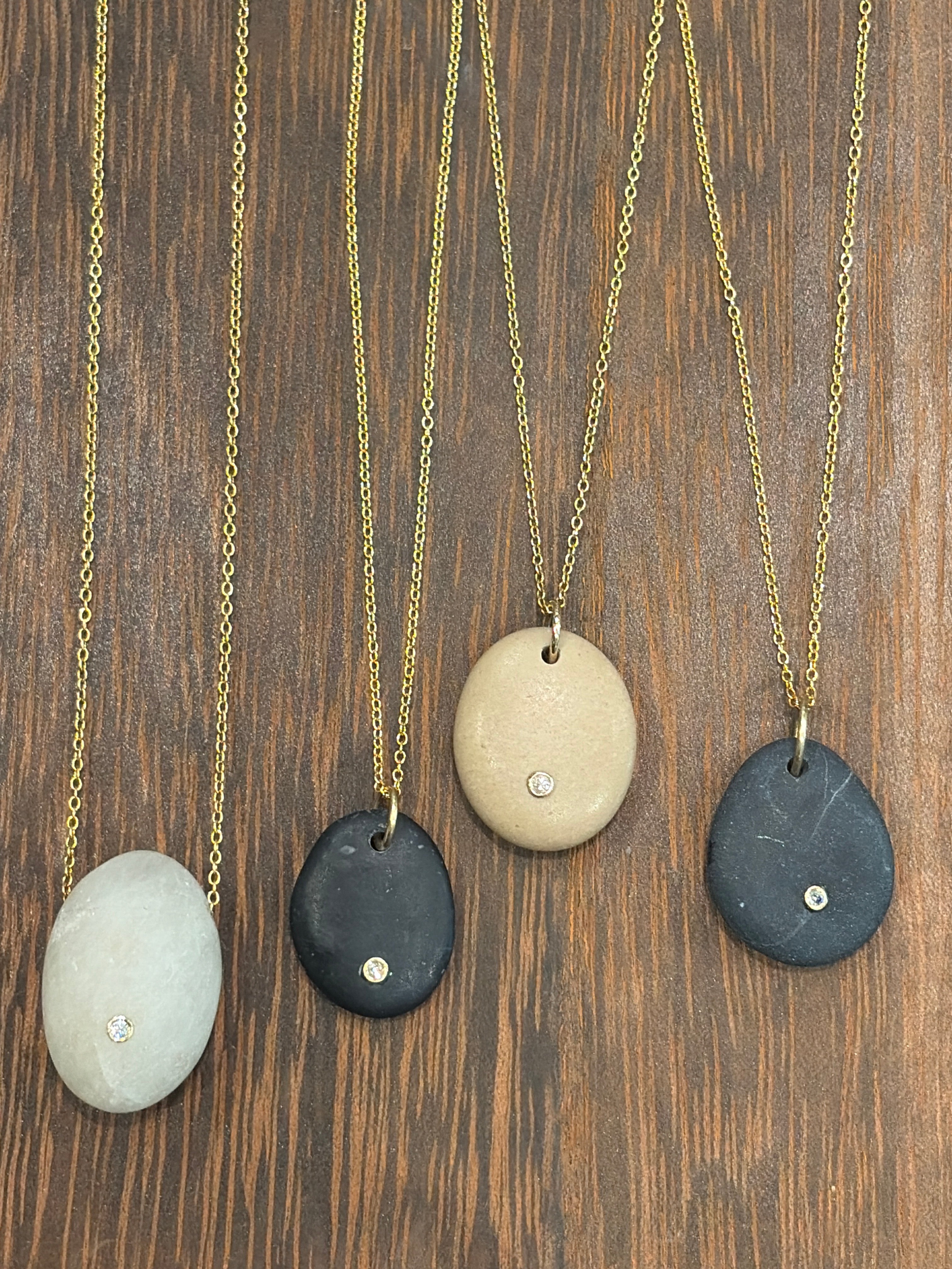 Beach Stone Diamond Necklaces