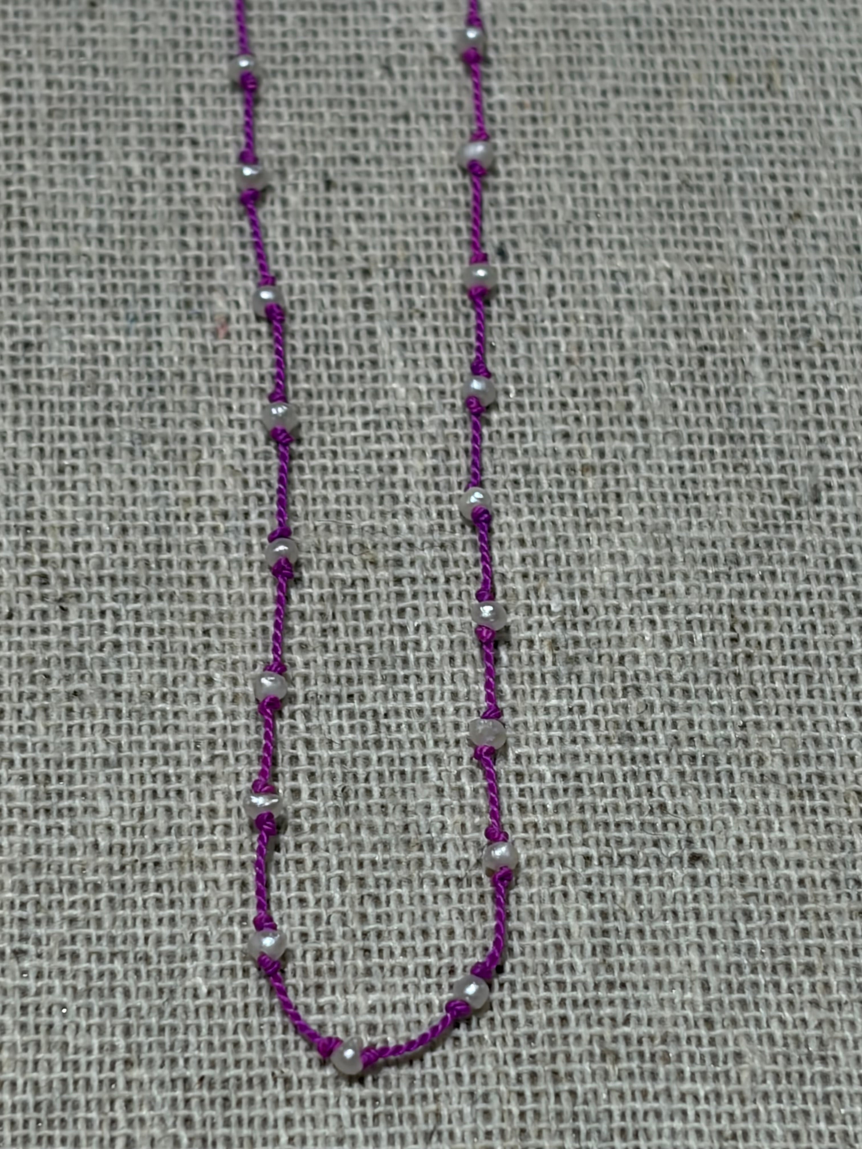 Knotted Silk Pearl Necklace
