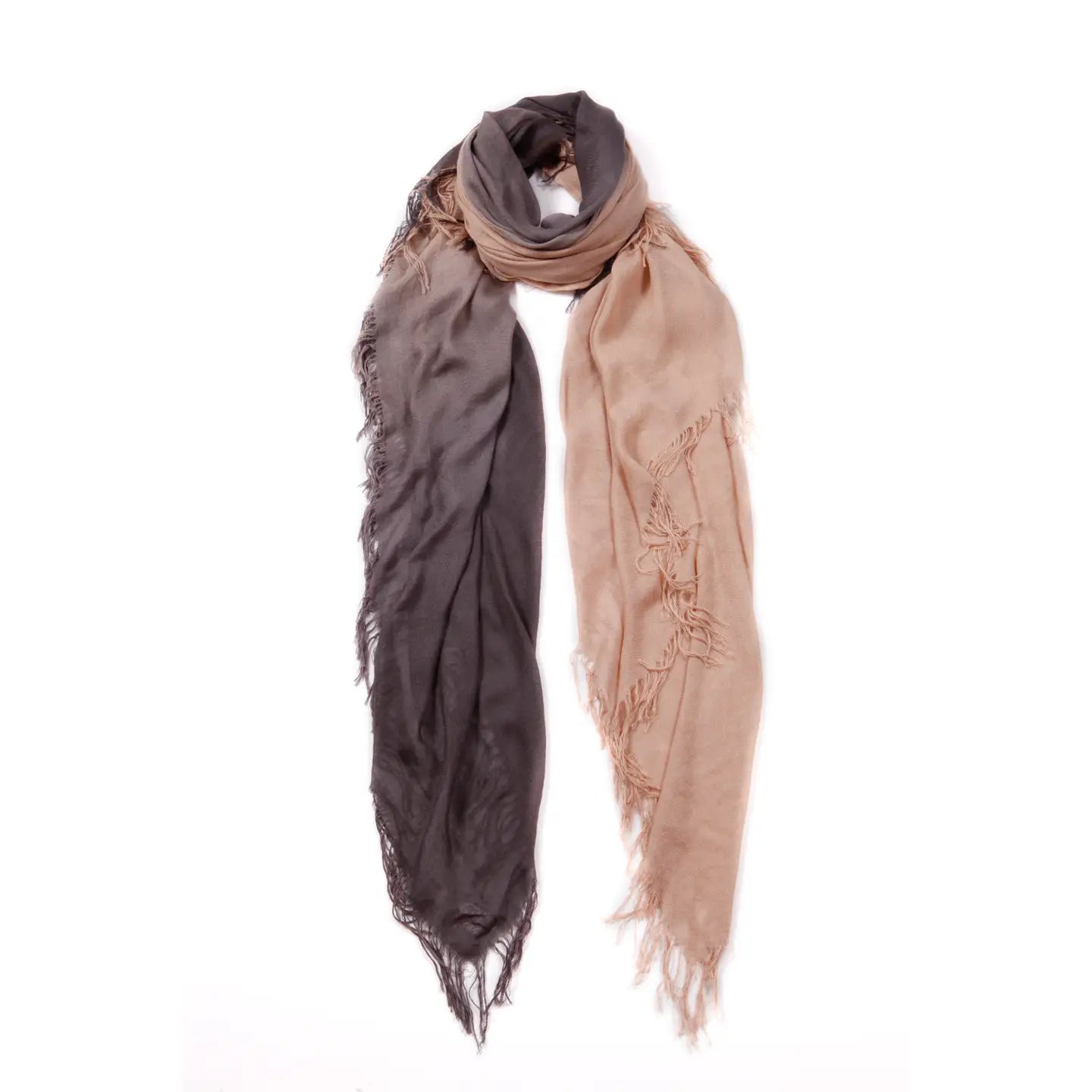 Hank Gauze Cashmere Butter Scarf, Charcoal/Oatmeal