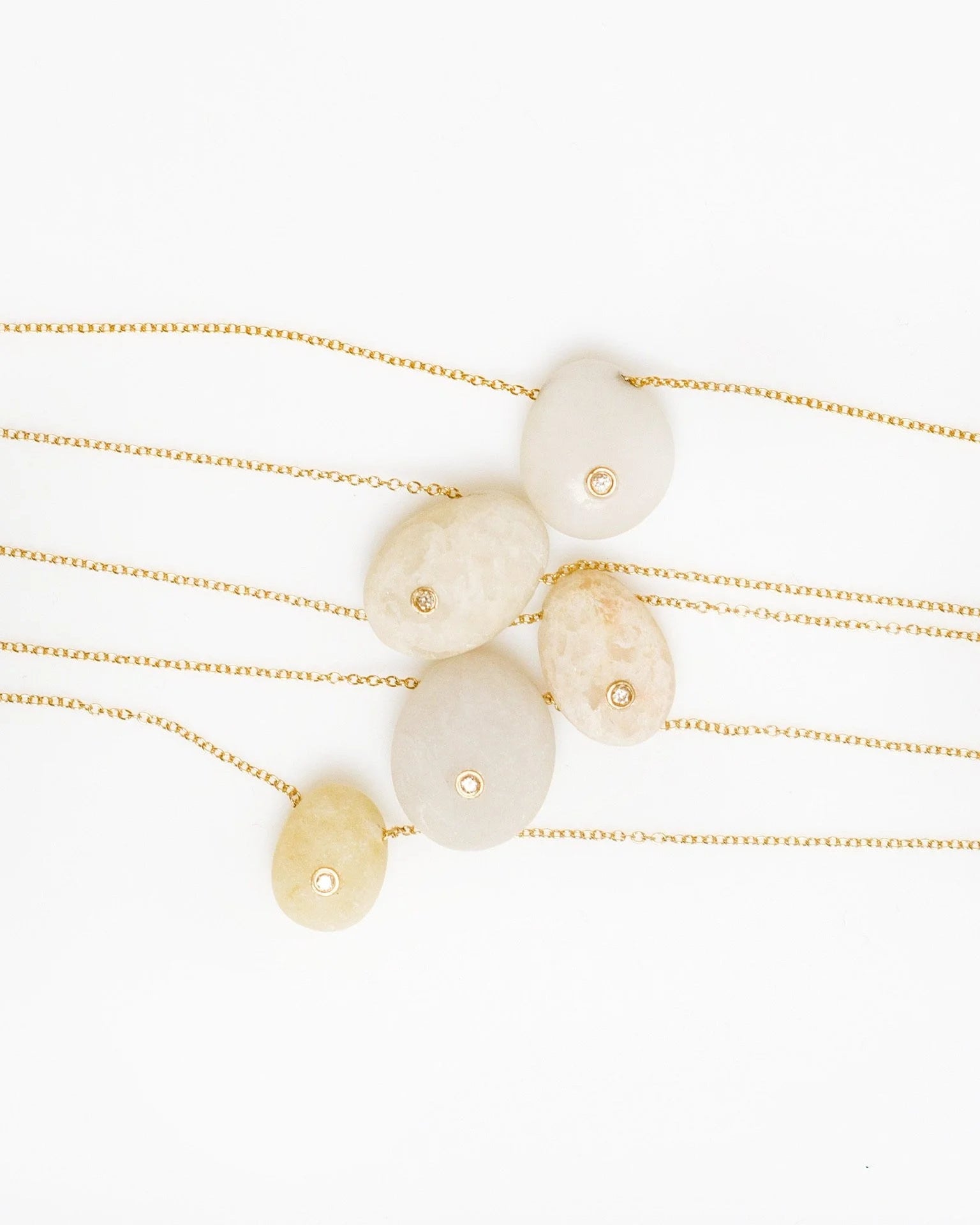 White Beach Stone Diamond Necklace