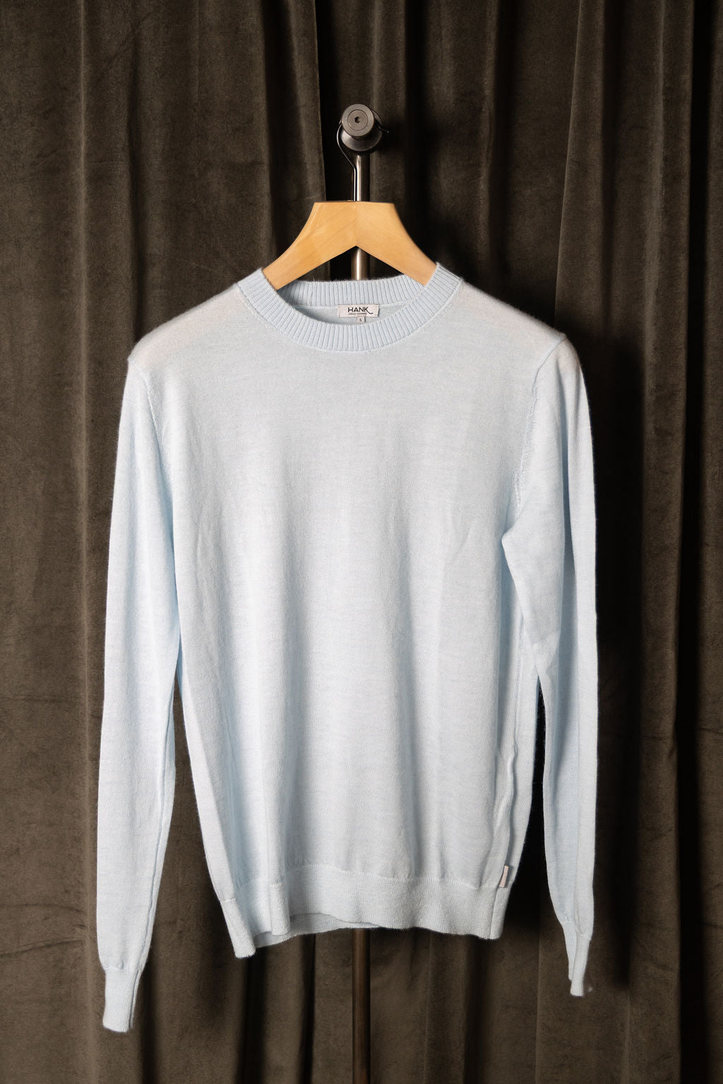 Hank Fine Cashmere Newman Sweater in Pale Blue