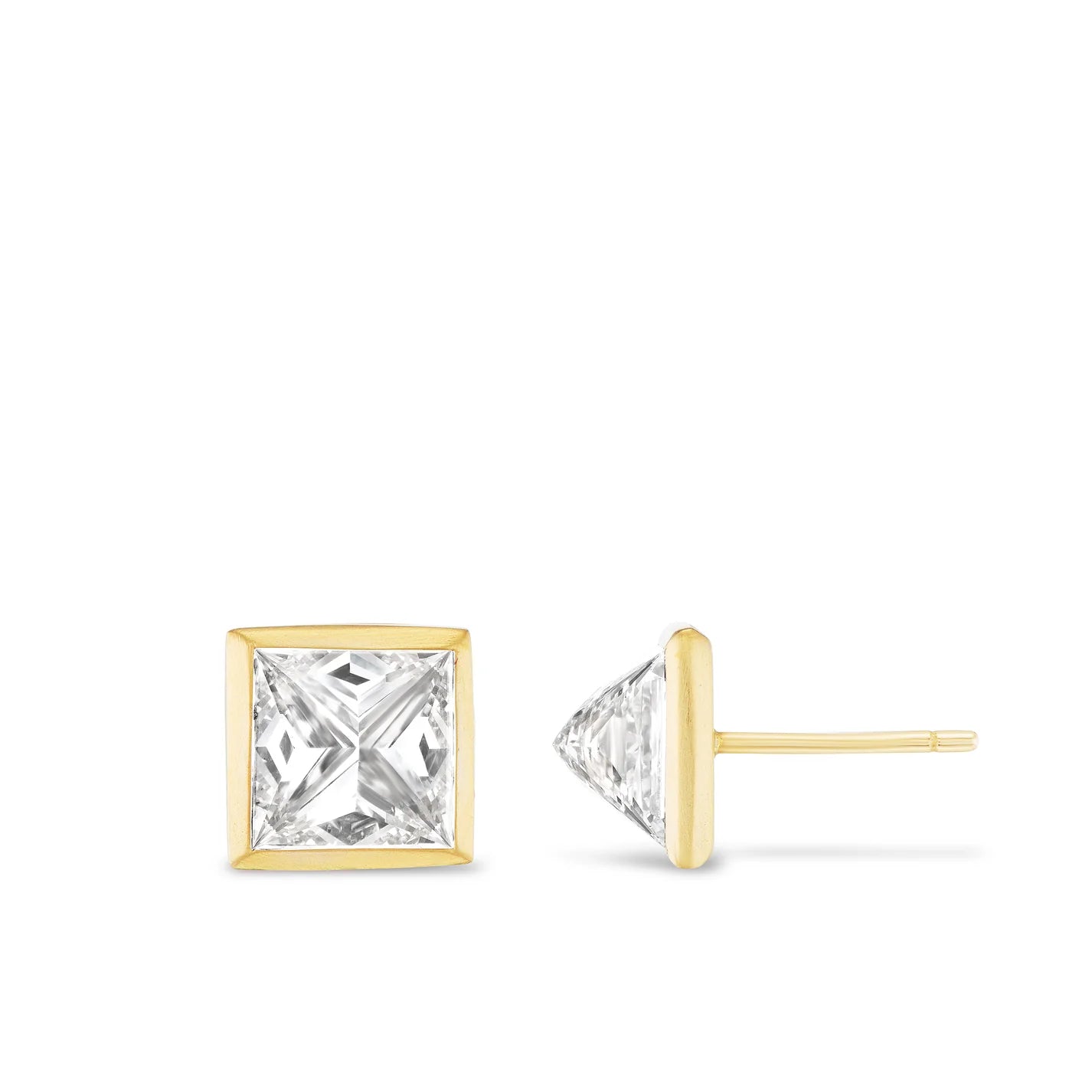 Upside Down Diamond Square Studs