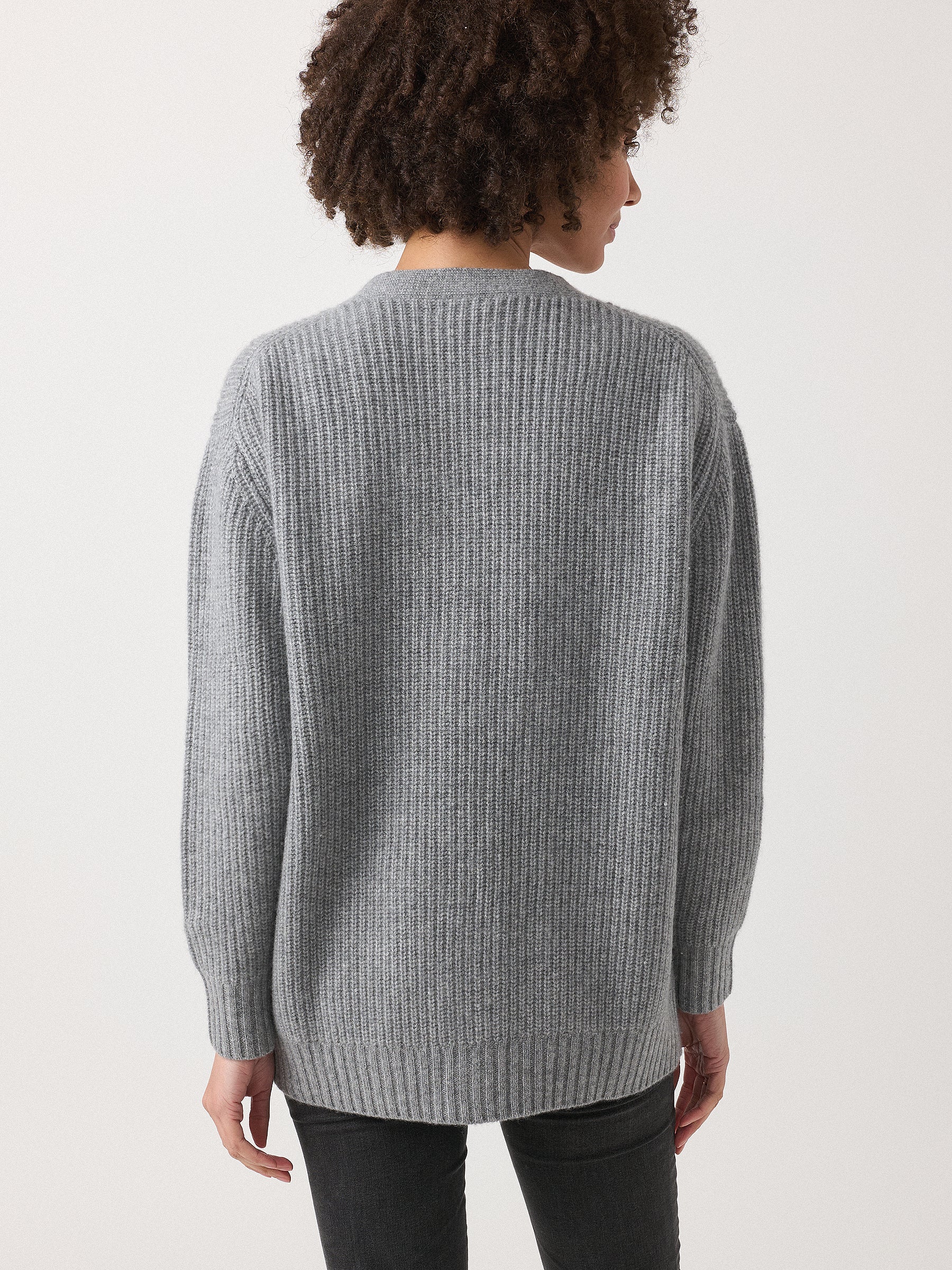 Hank Cashmere Charlie Cardigan in Medium Grey