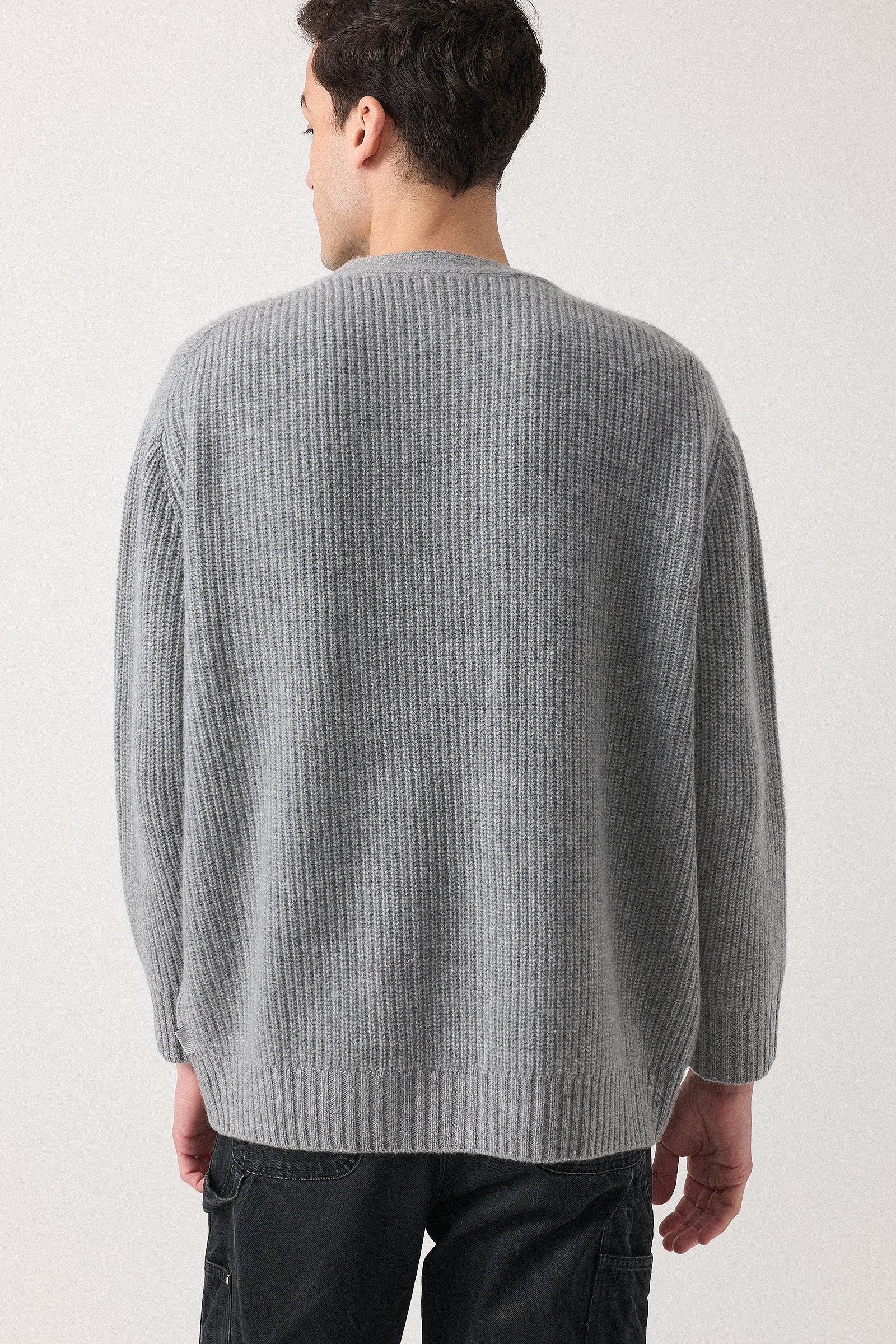 Hank Cashmere Charlie Cardigan in Medium Grey