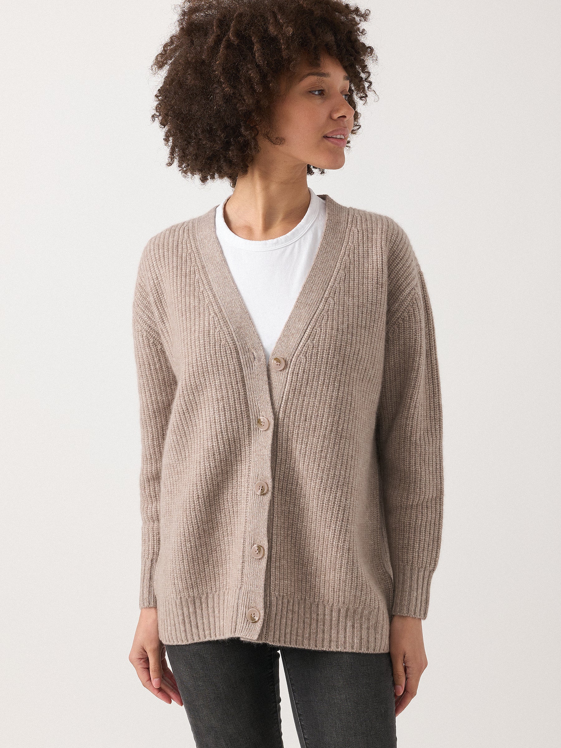 Hank Cashmere Charlie Cardigan in Medium Grey