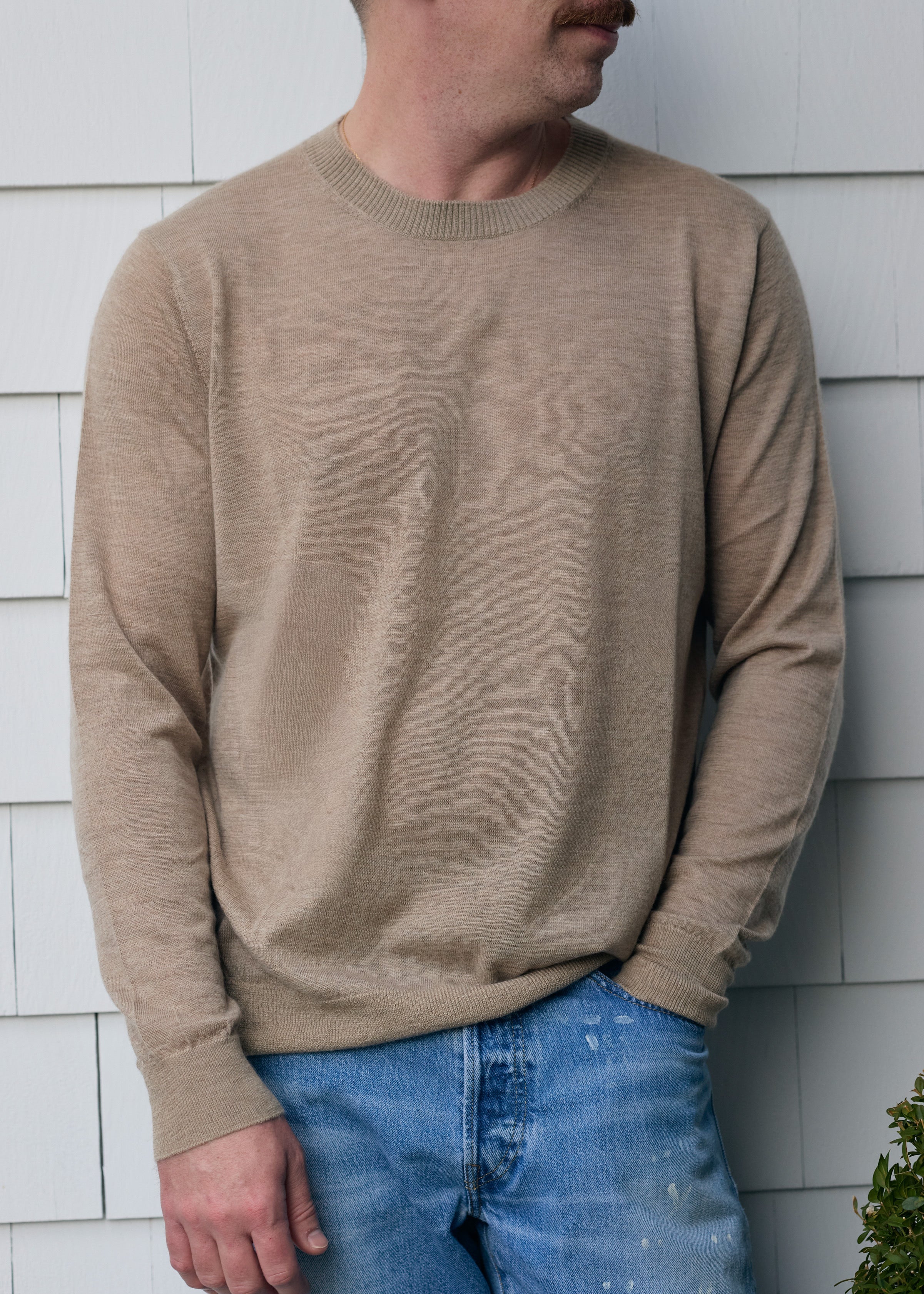 Hank Fine Cashmere Newman Sweater in Oatmeal