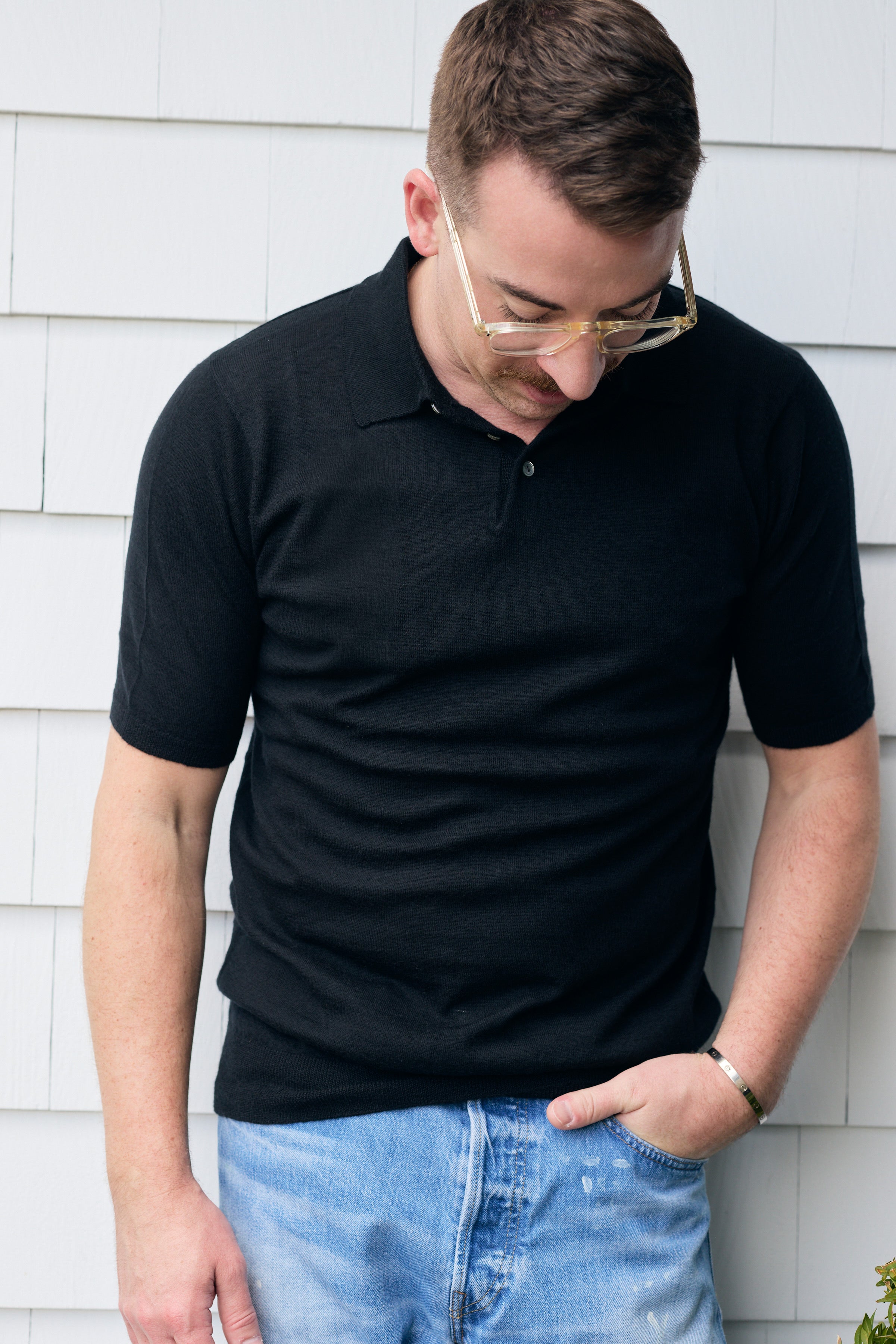Hank Fine Cashmere Hampton Polo in Black