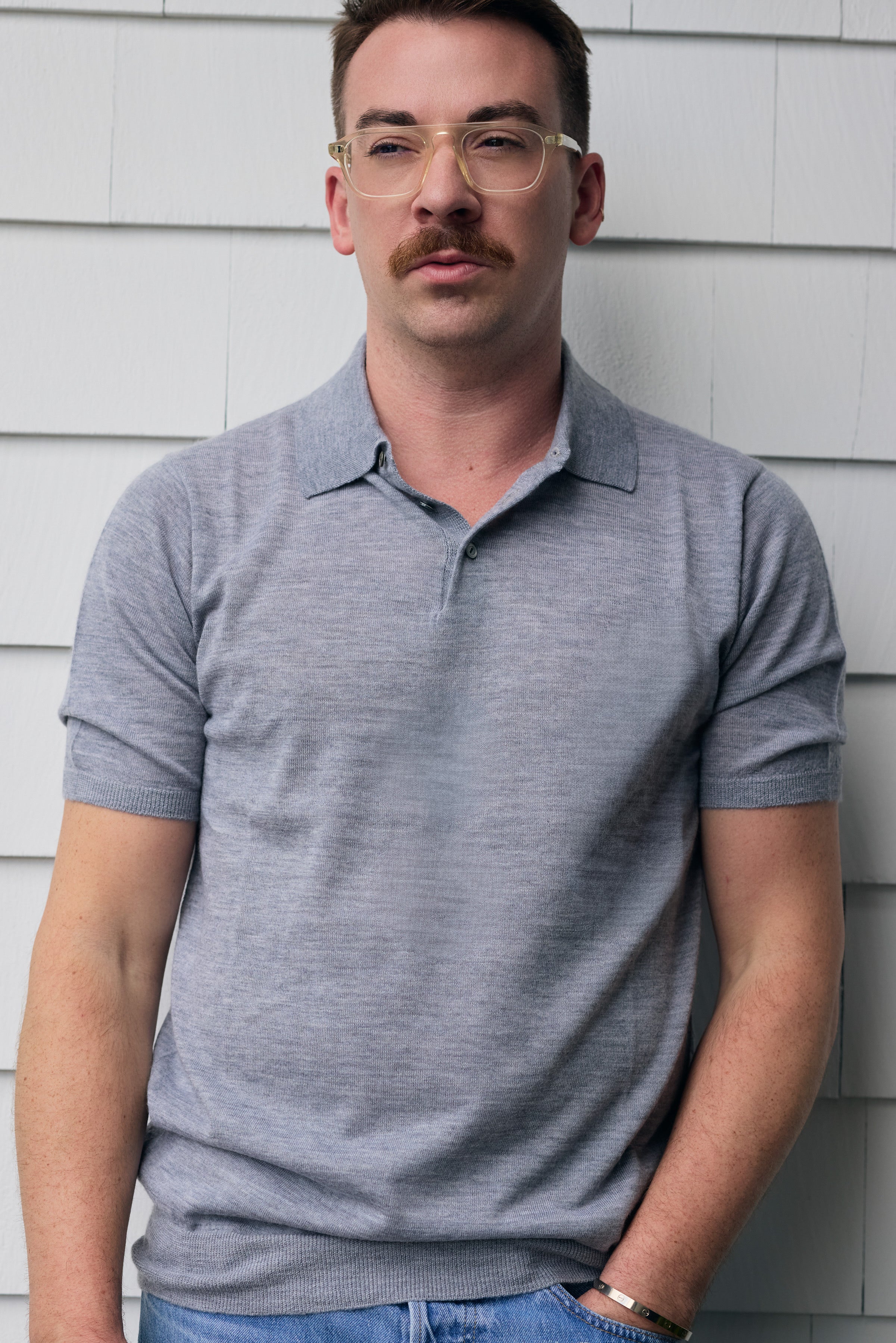 Hank Fine Cashmere Hampton Polo in Medium Grey