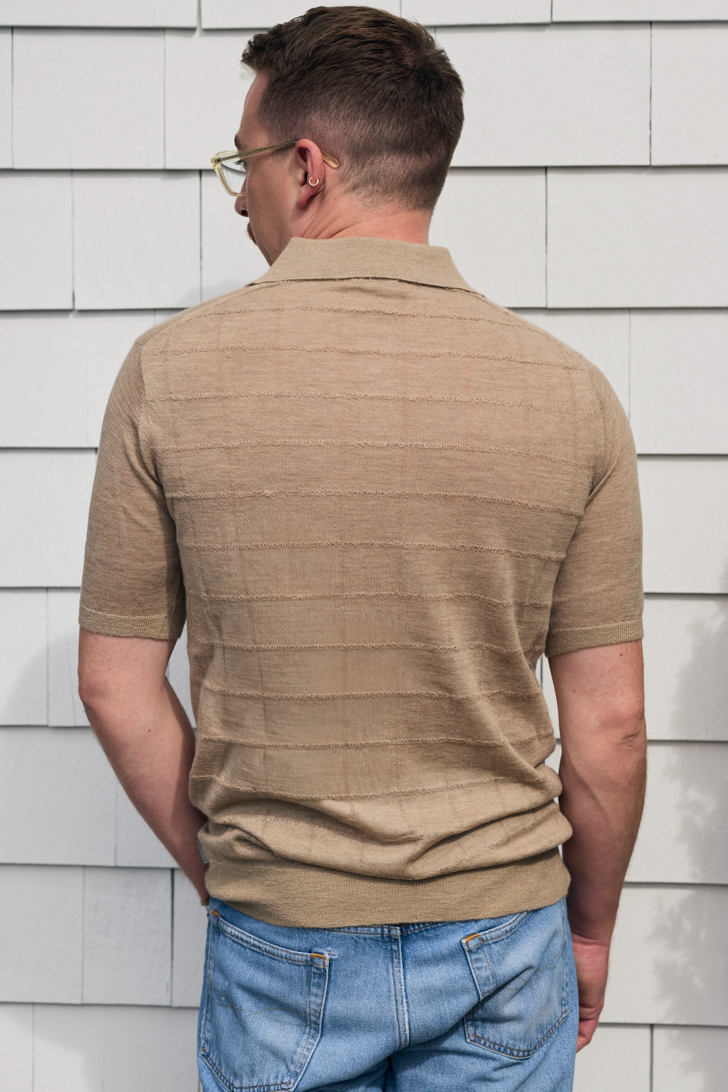 Hank Fine Cashmere Hampton Polo in Oatmeal