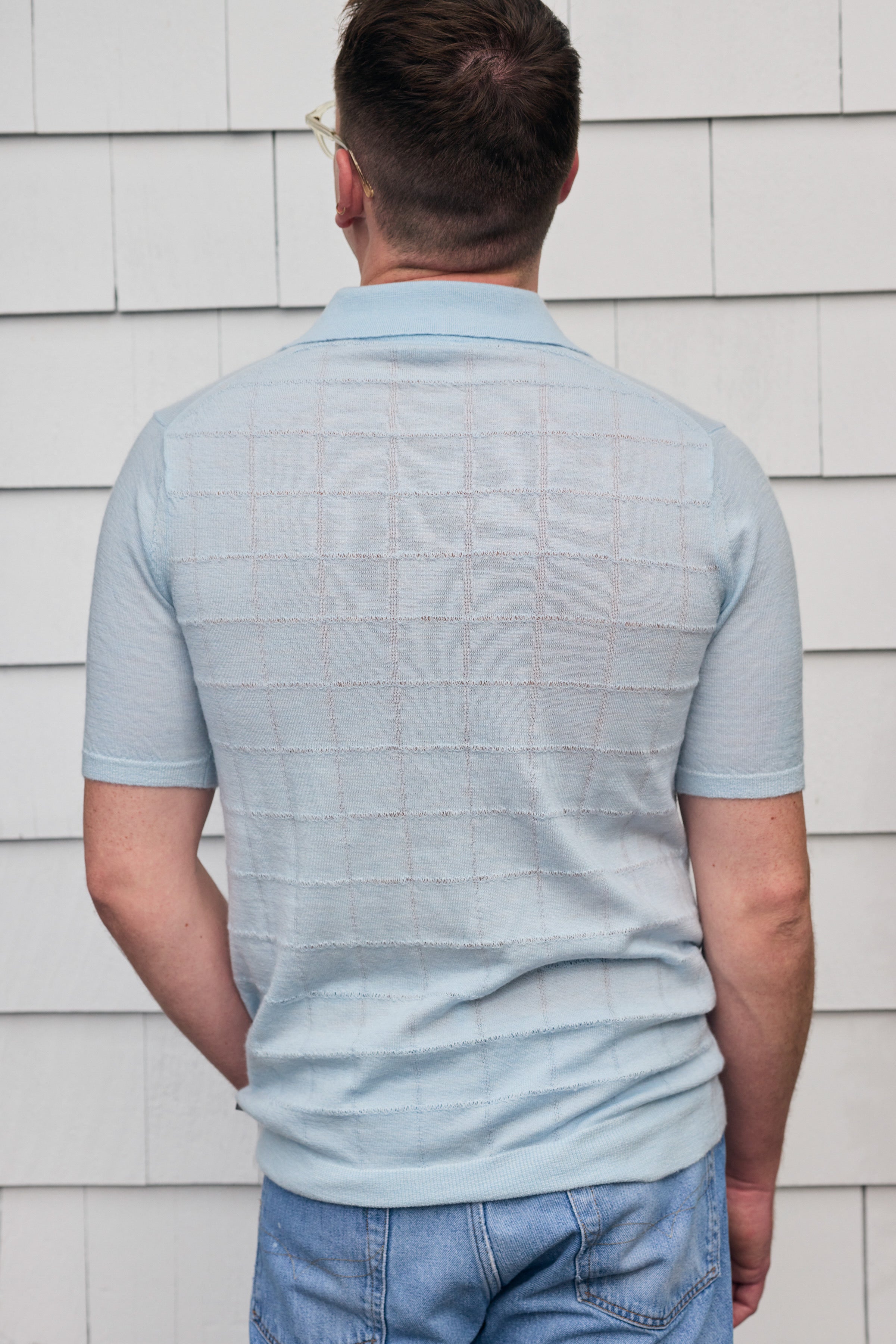 Hank Fine Cashmere Hampton Polo in Pale Blue