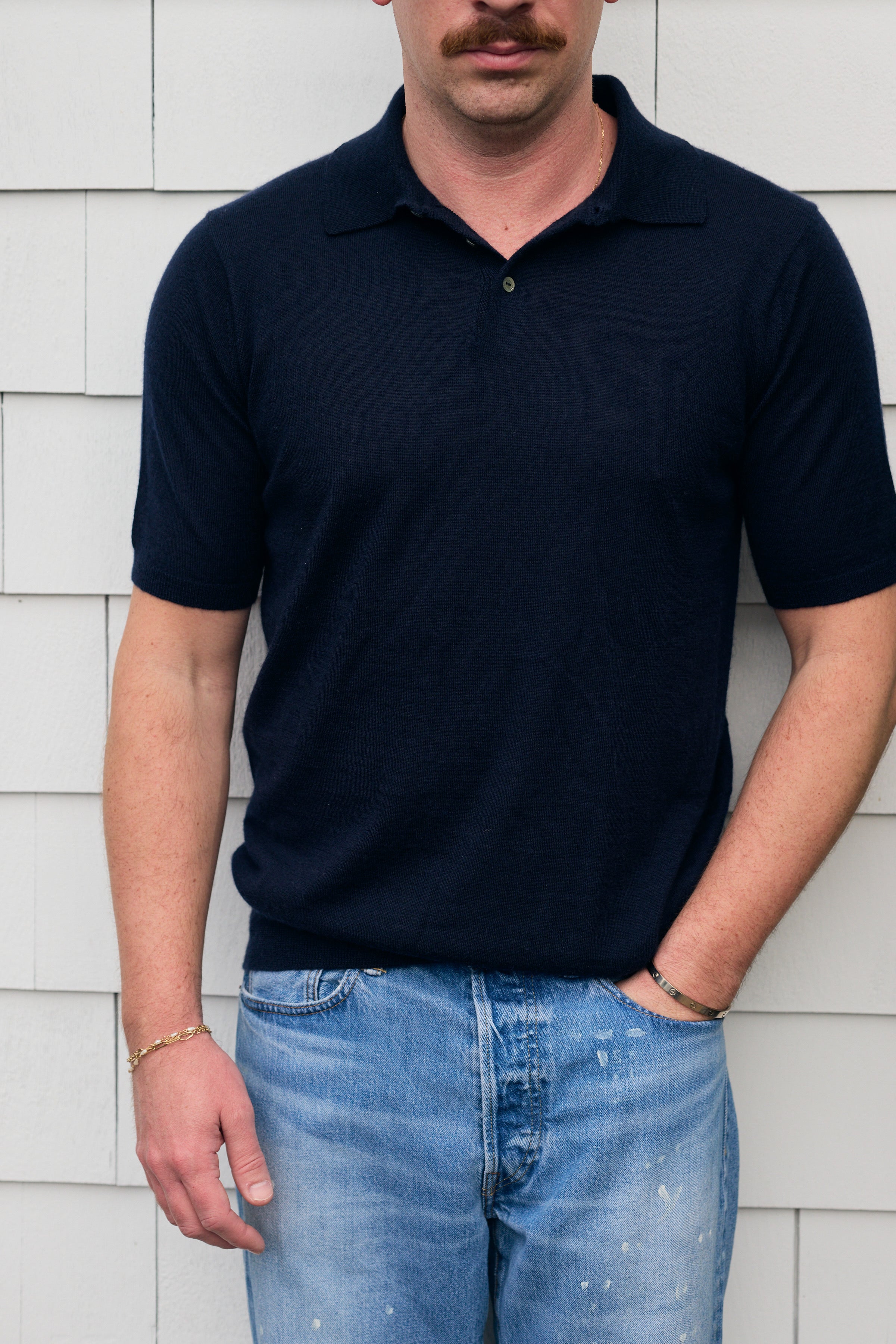 Hank Fine Cashmere Hampton Polo in Midnight Navy