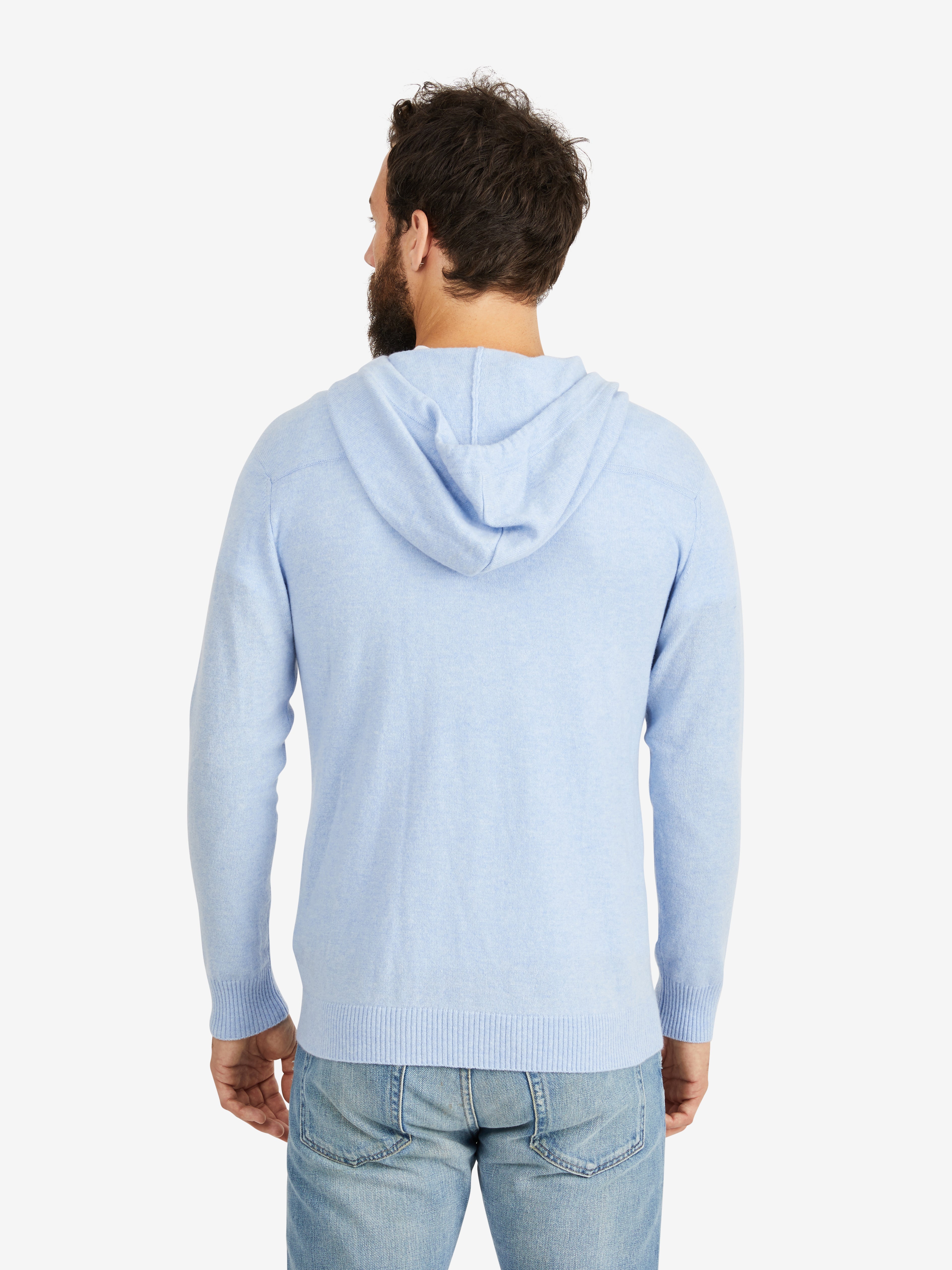 Hank Cashmere Latham Zip Up in Pale Blue