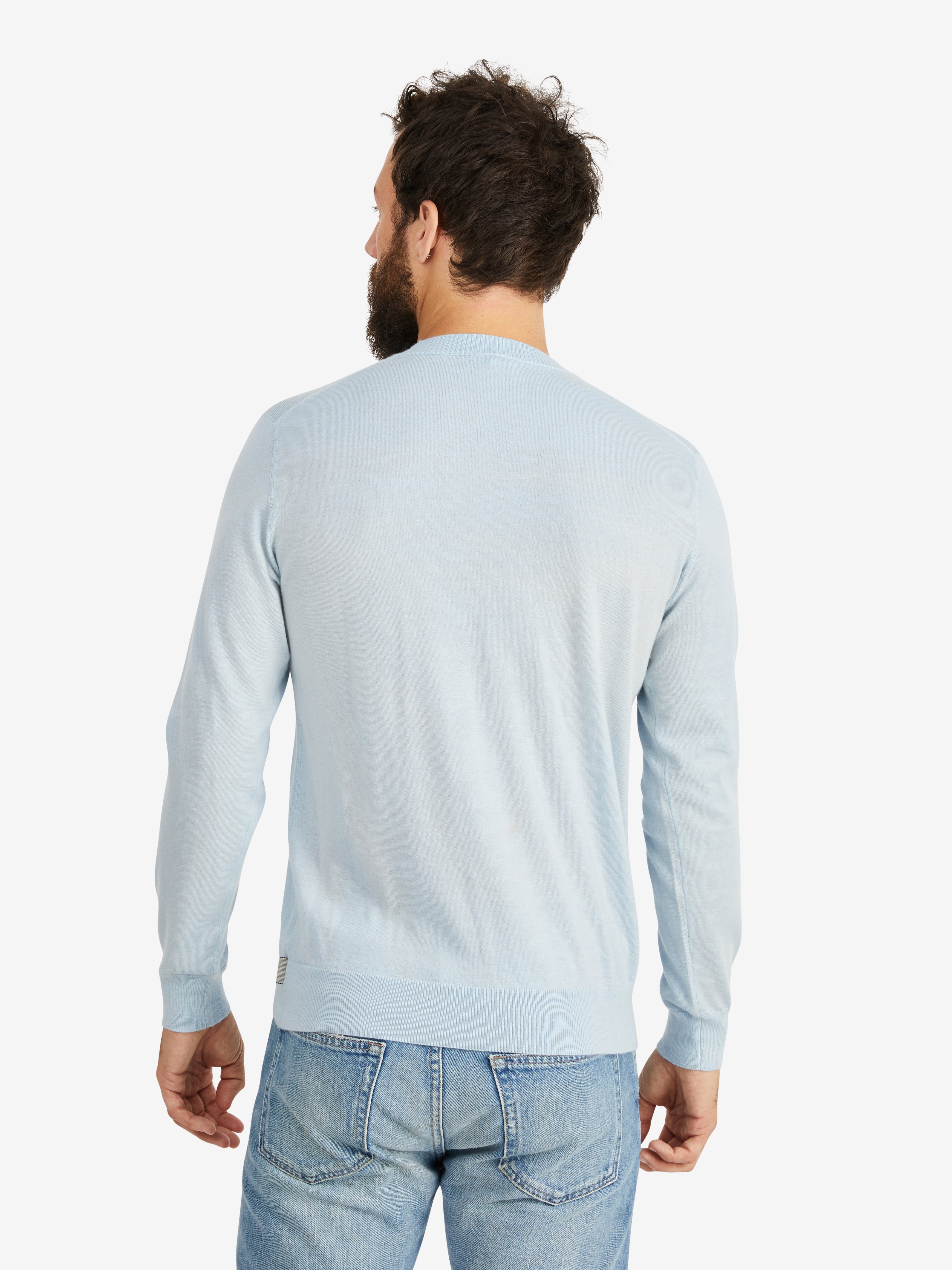 Hank Fine Cashmere Newman Sweater in Pale Blue