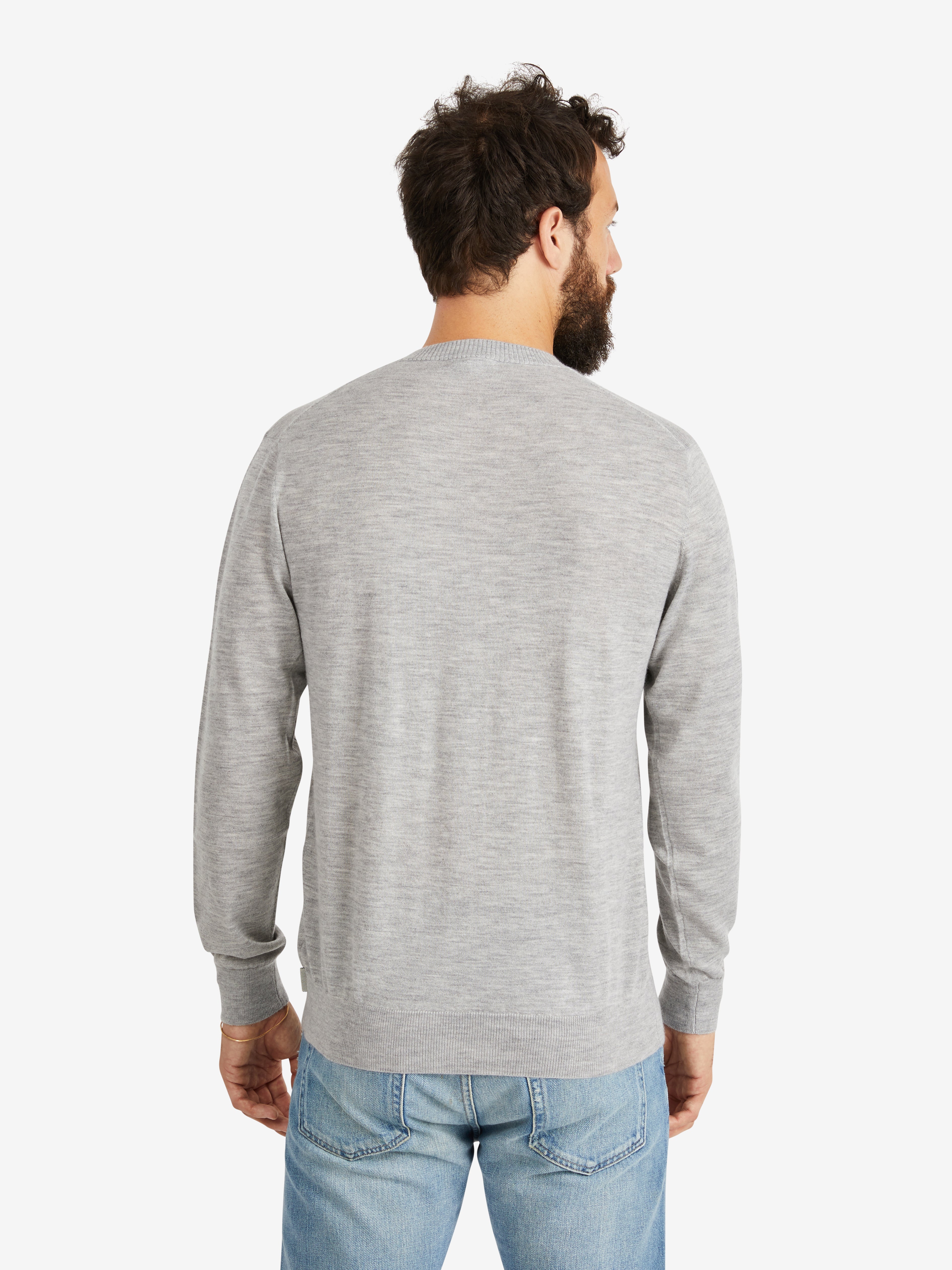 Hank Fine Cashmere Newman Sweater in Medium Grey