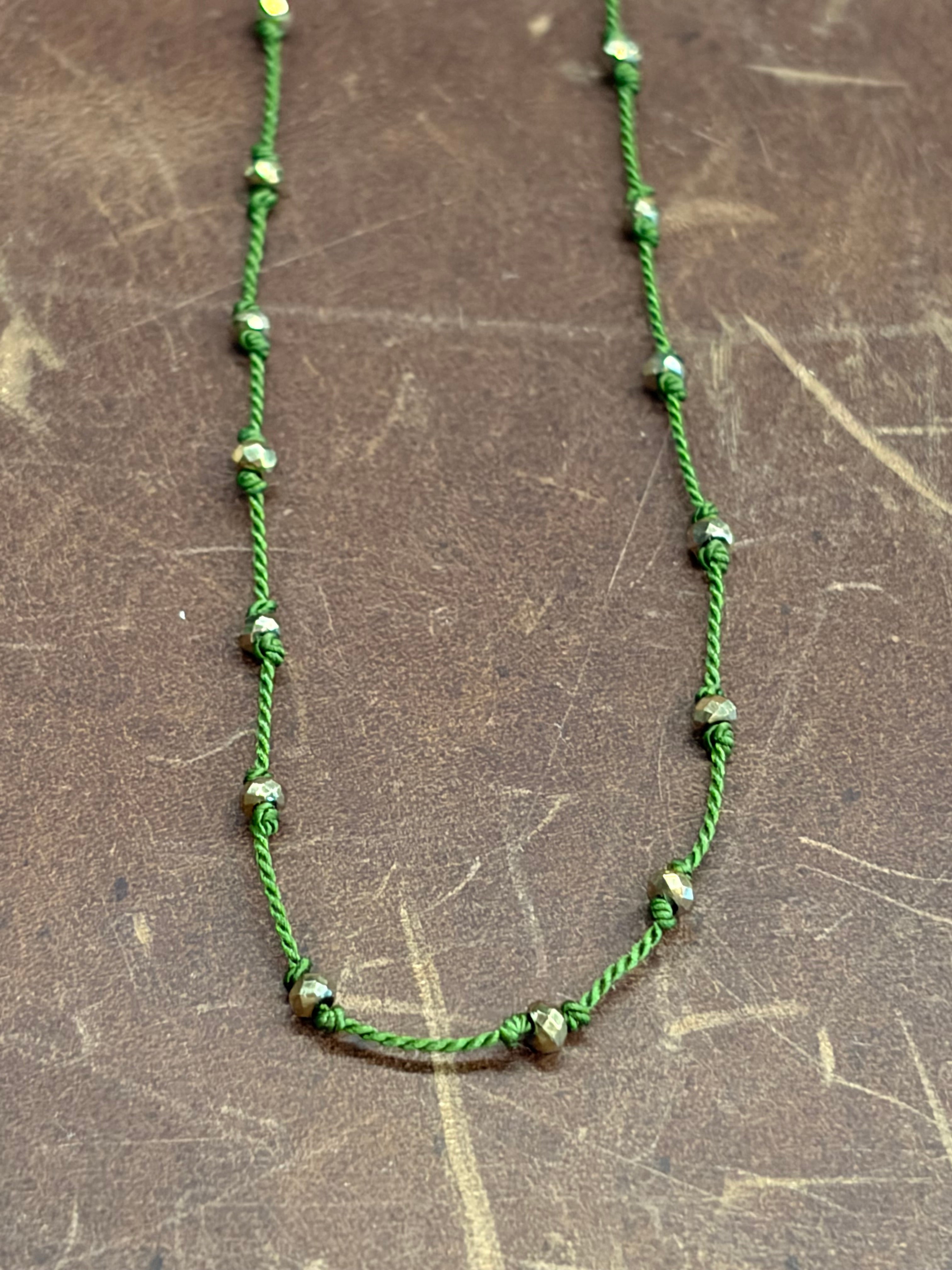 Knotted Silk Beaded Gemstone Necklace