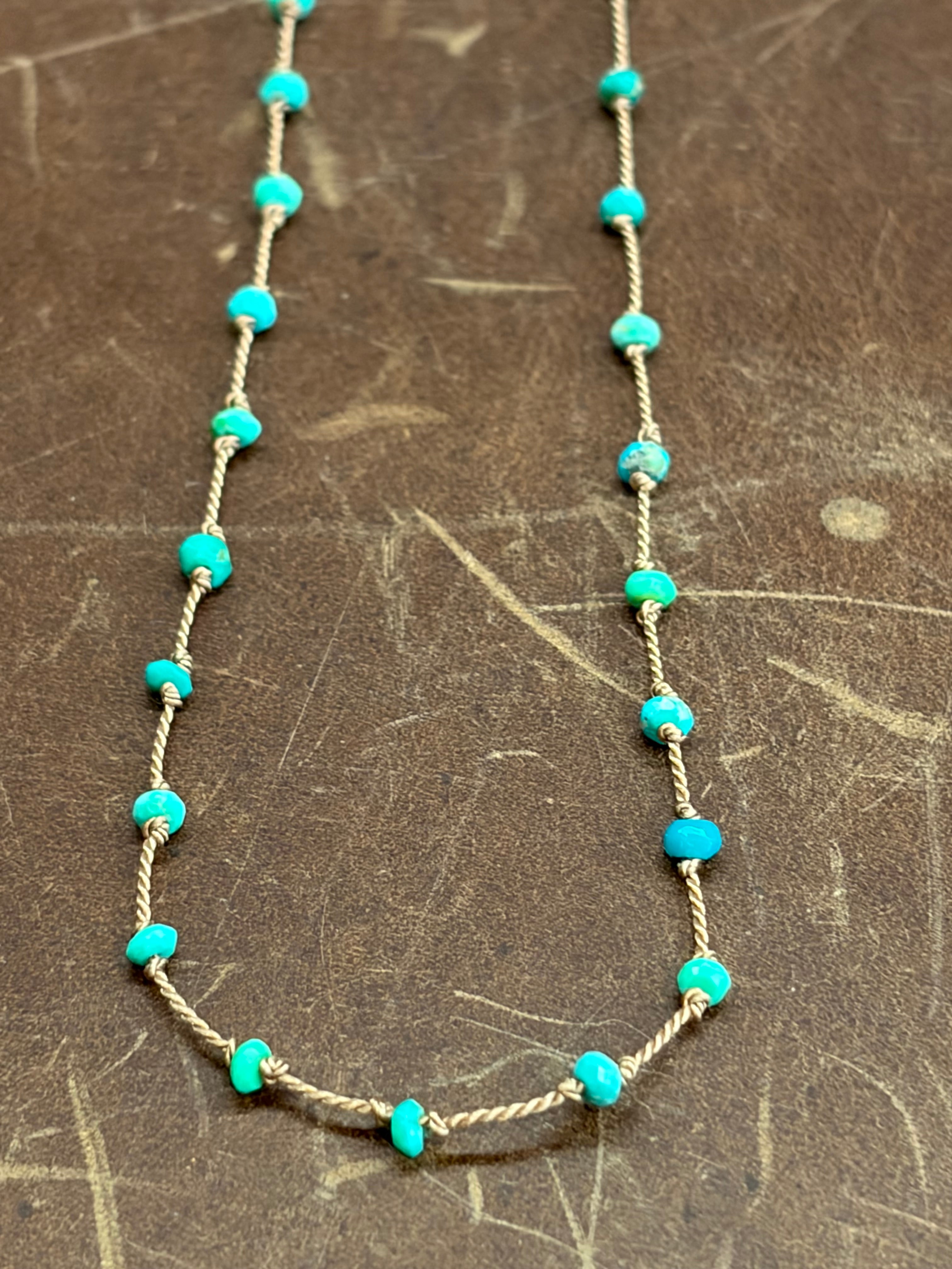 Knotted Silk Beaded Gemstone Necklace