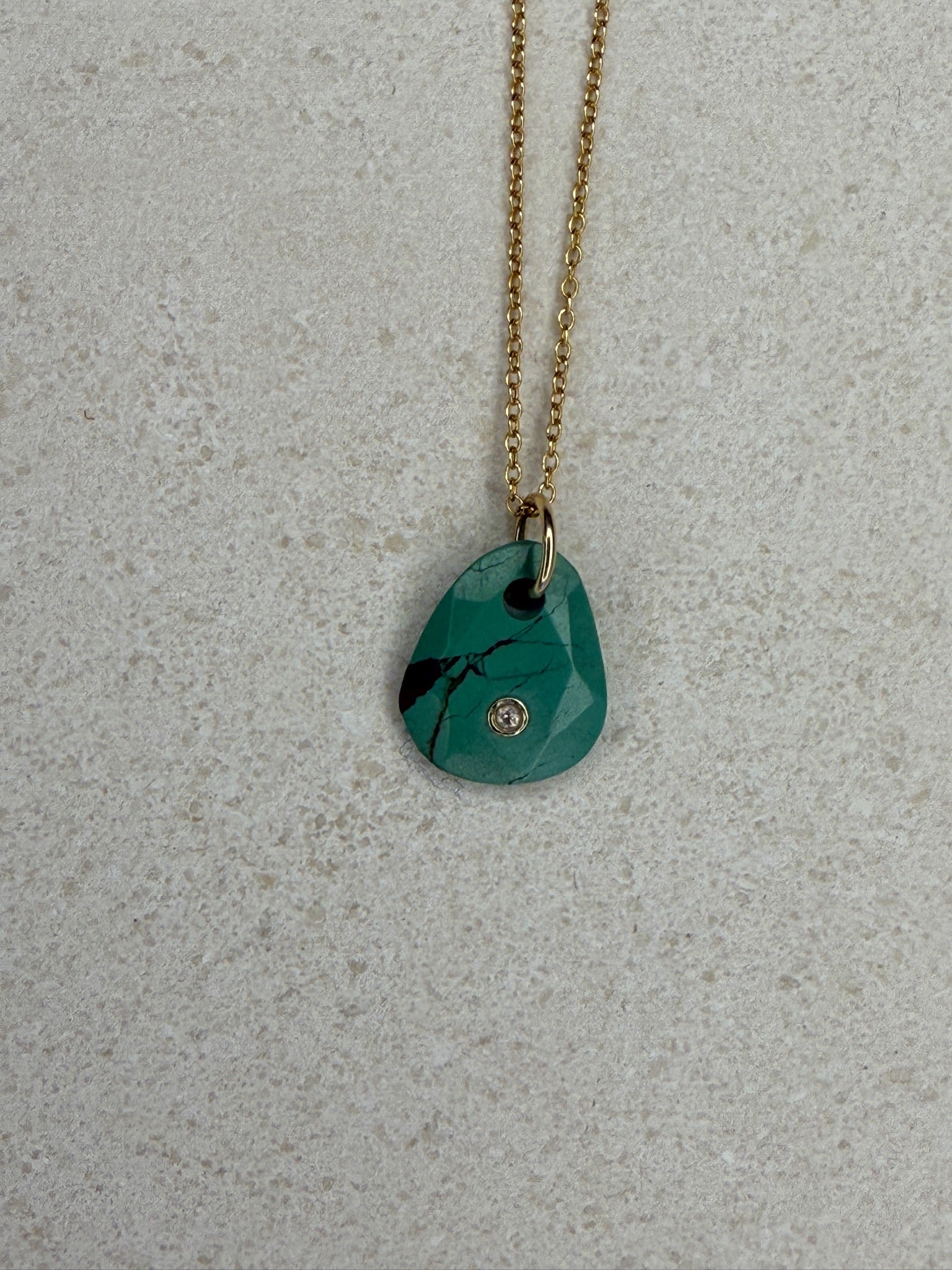 Green Turquoise Diamond Gemstone Necklace
