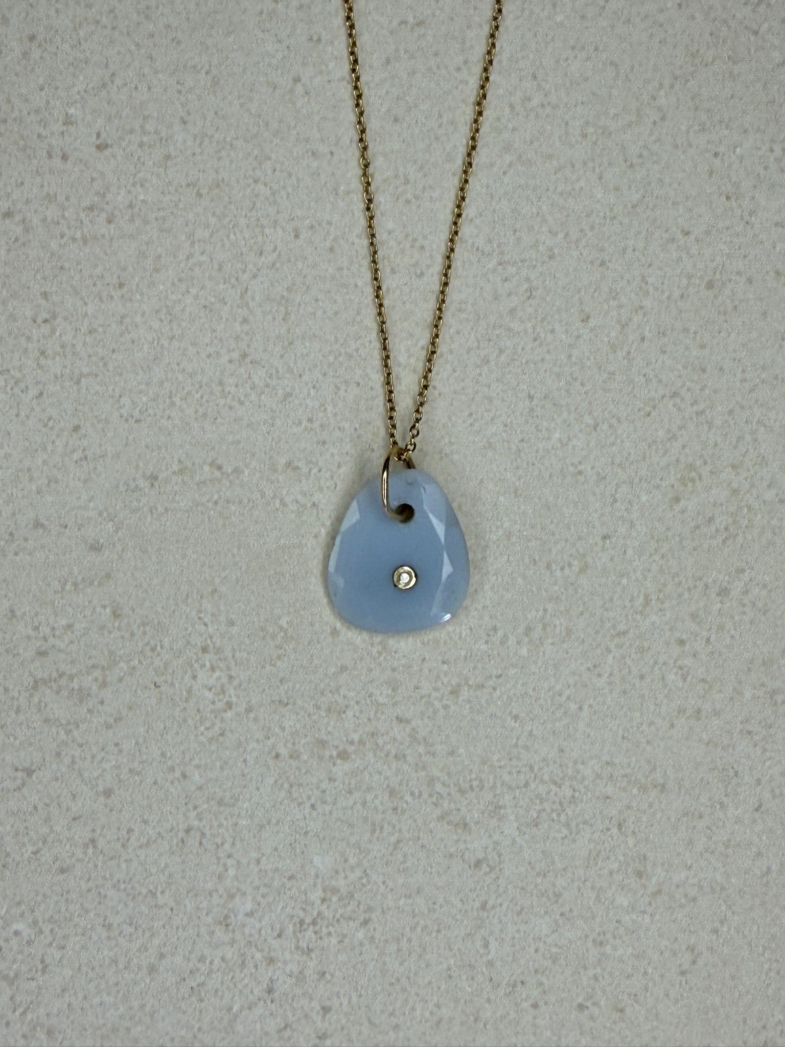 Chalcedony Diamond Gemstone Necklace
