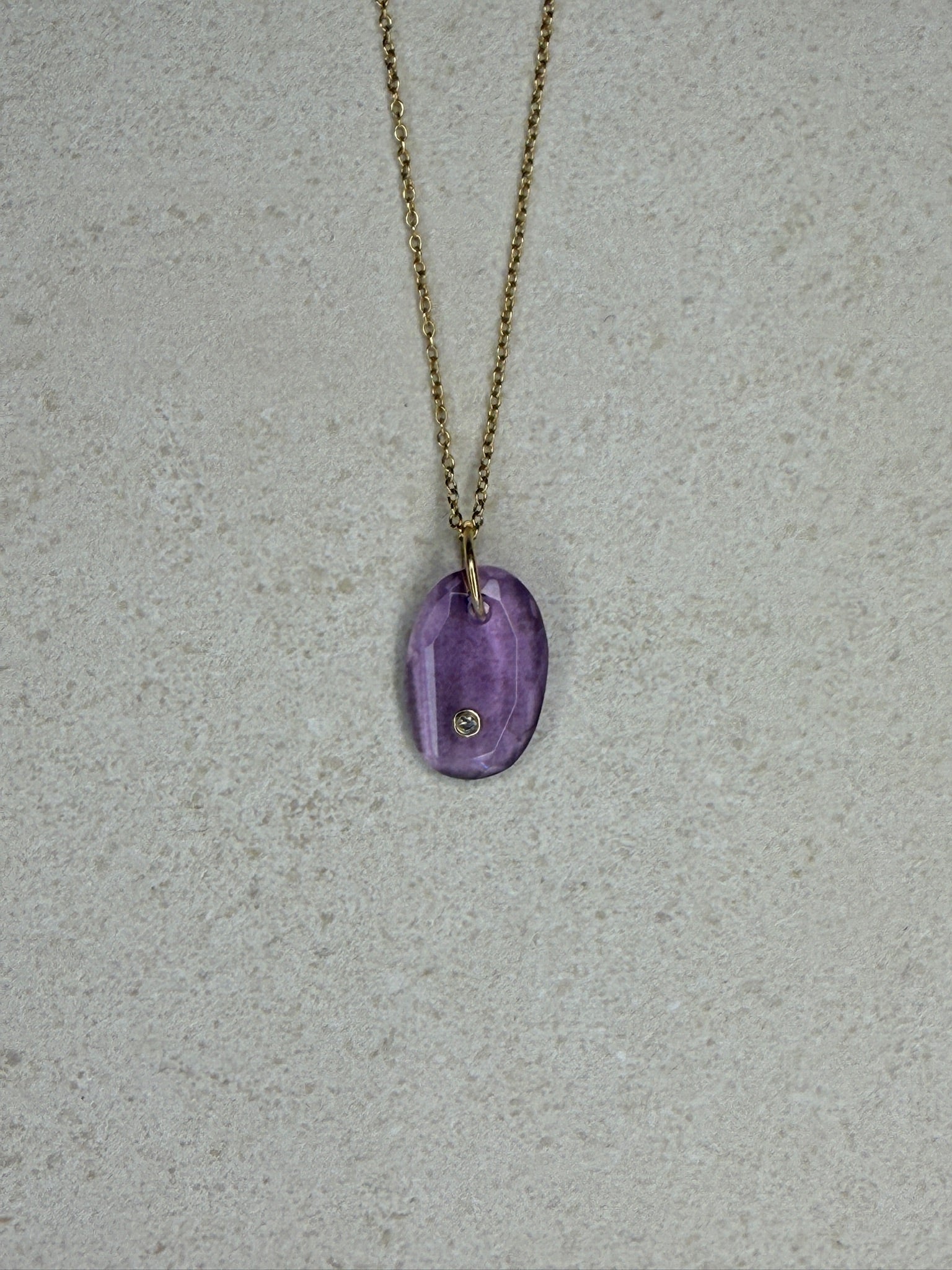 Amethyst Diamond Gemstone Necklace