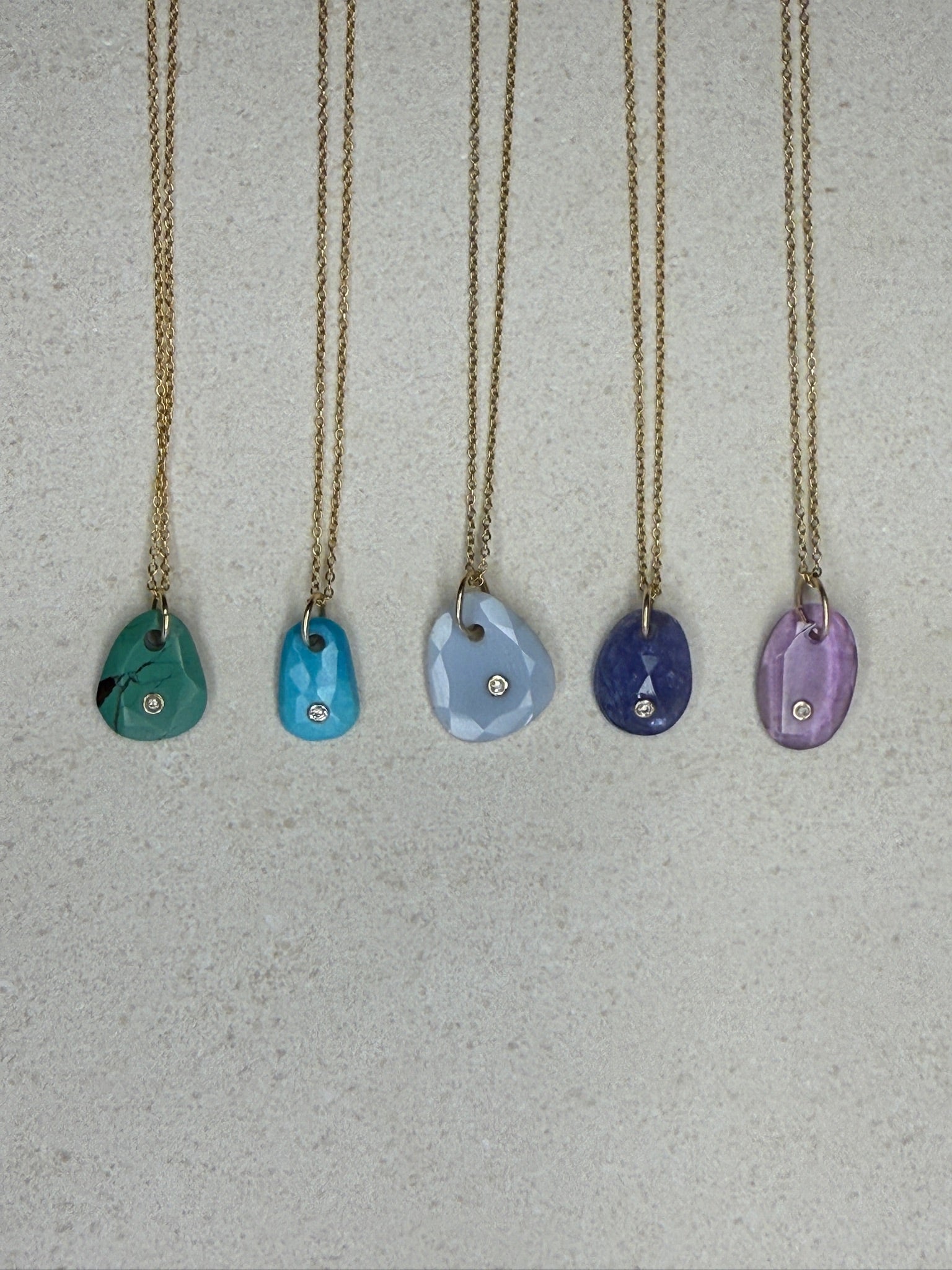 Chalcedony Diamond Gemstone Necklace