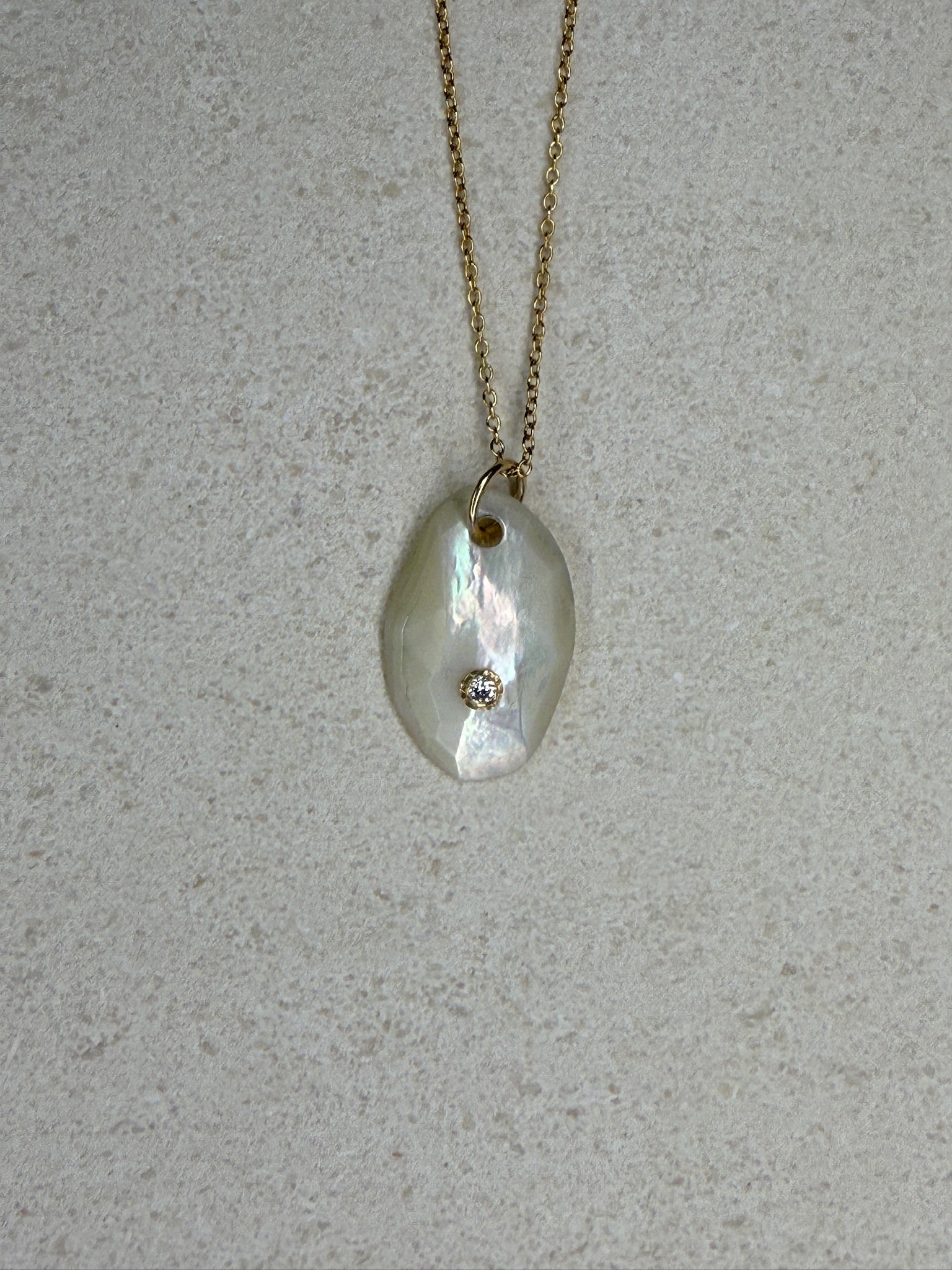Mother Of Pearl Diamond Gemstone Necklace