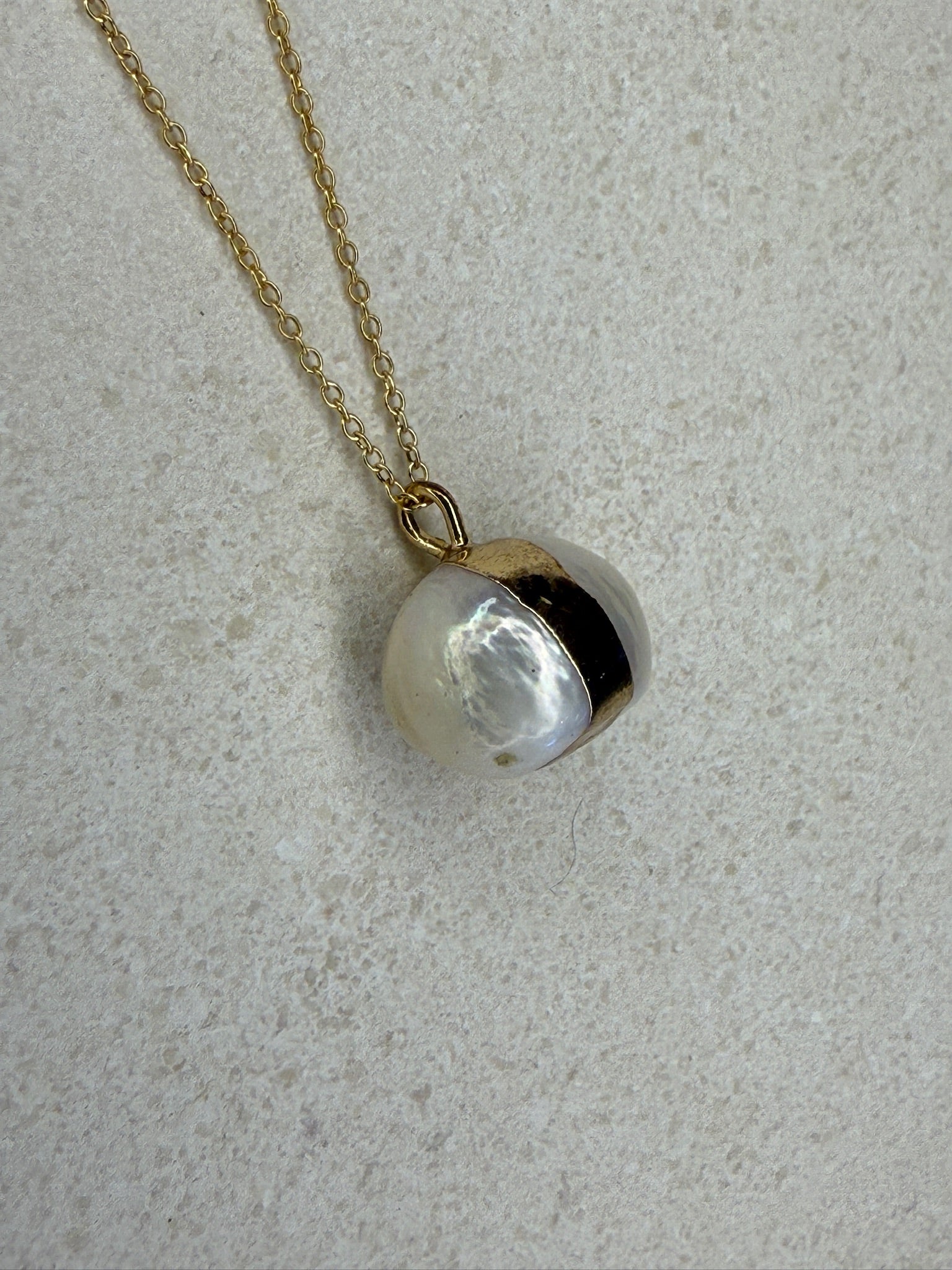 Gold Band Pearl Necklace