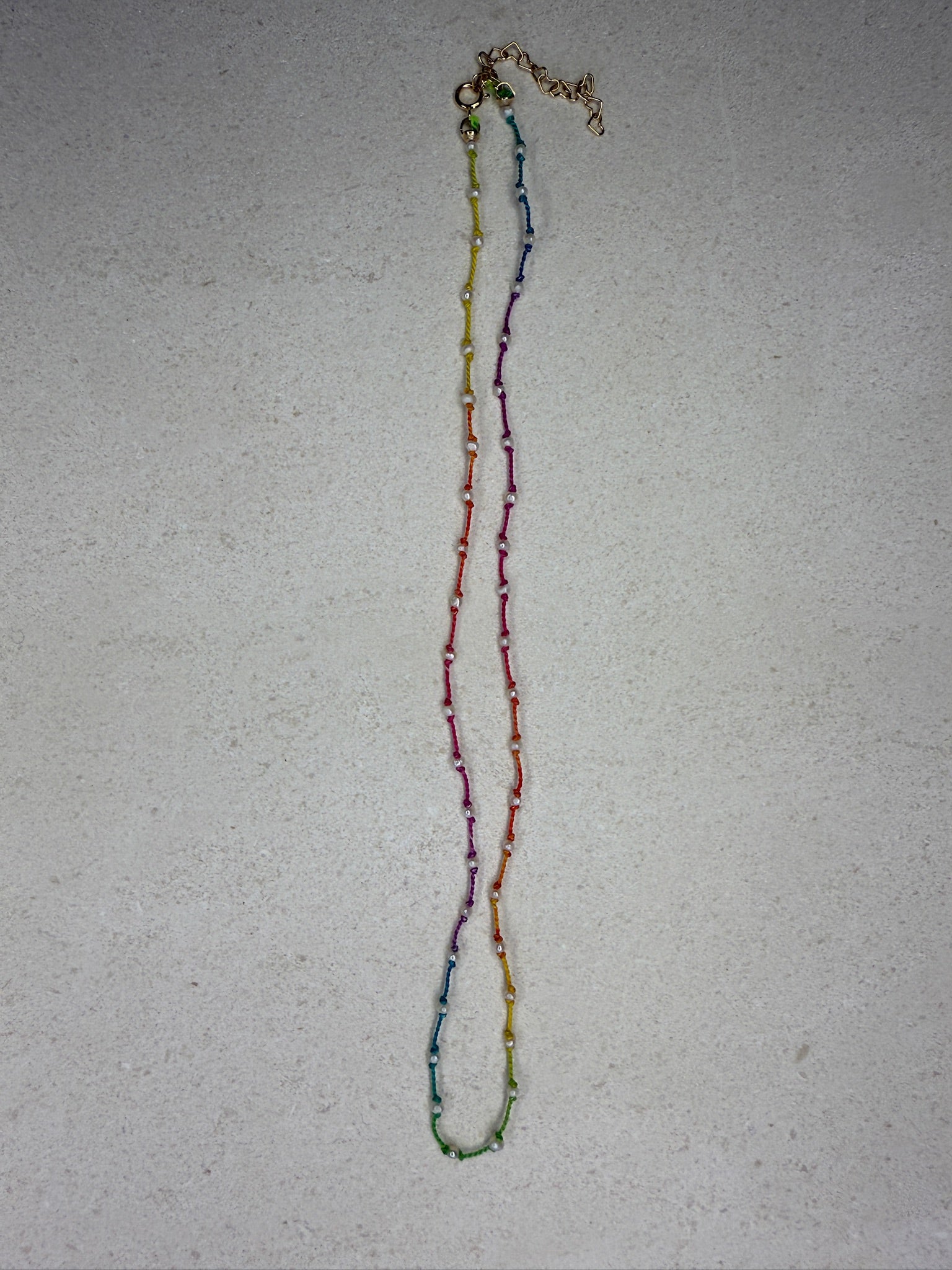 Knotted Silk Pearl Necklace - Rainbow