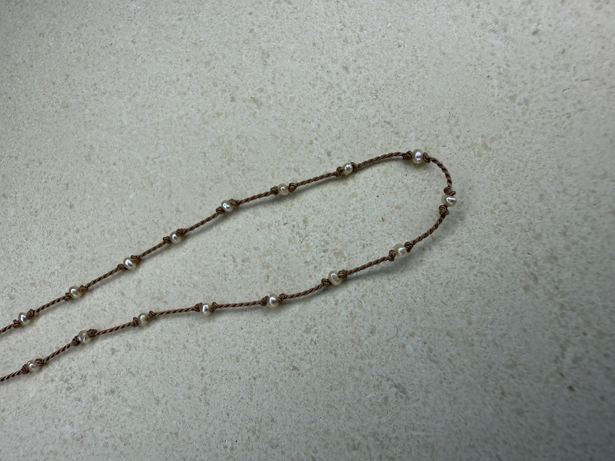 Knotted Silk Pearl Necklace - Natural