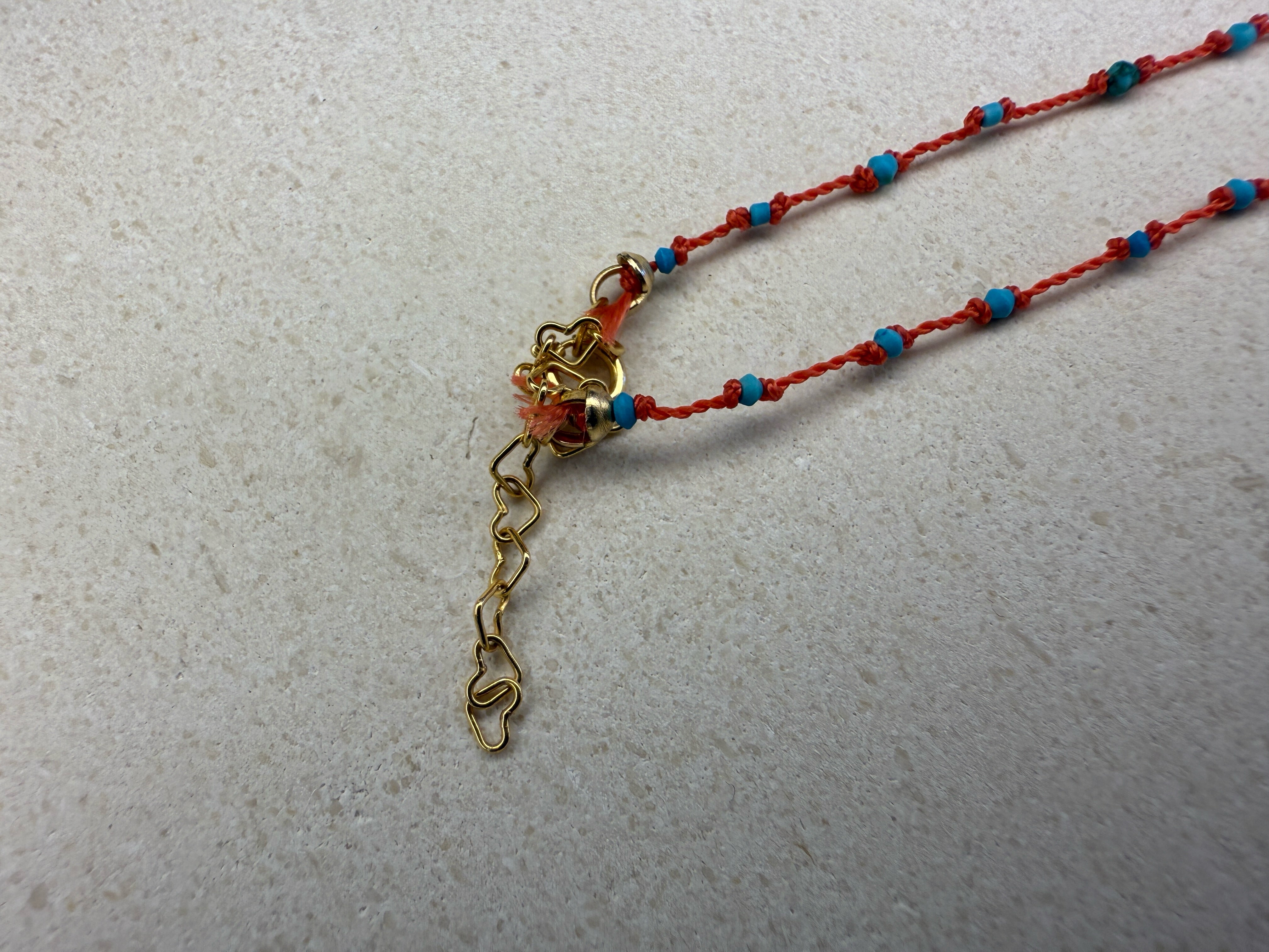 Knotted Silk Turquoise Necklace - Coral