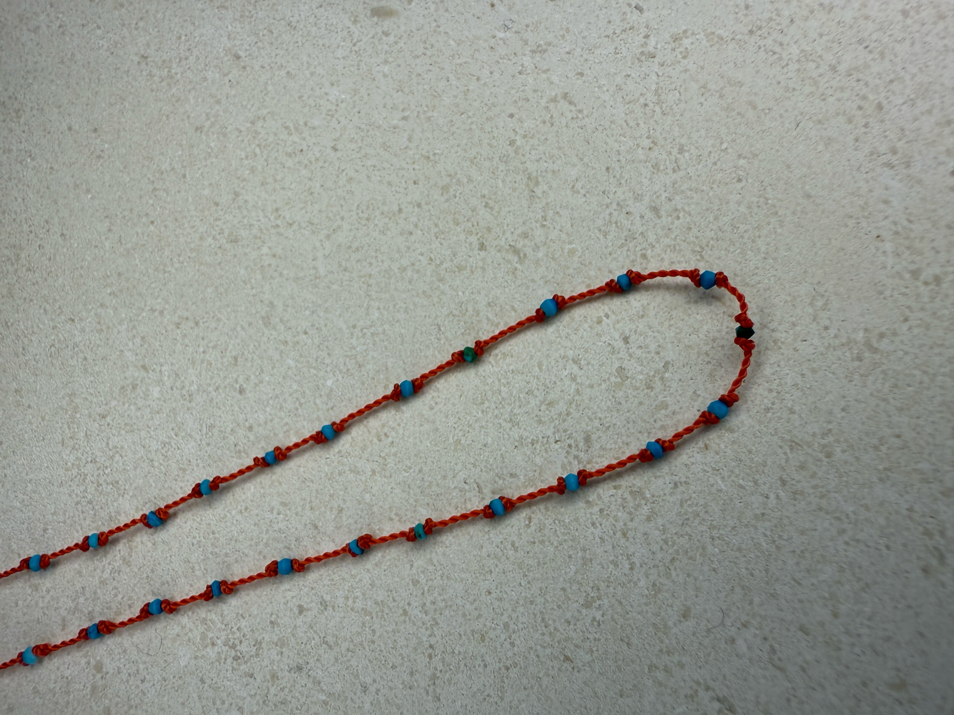 Knotted Silk Turquoise Necklace - Coral
