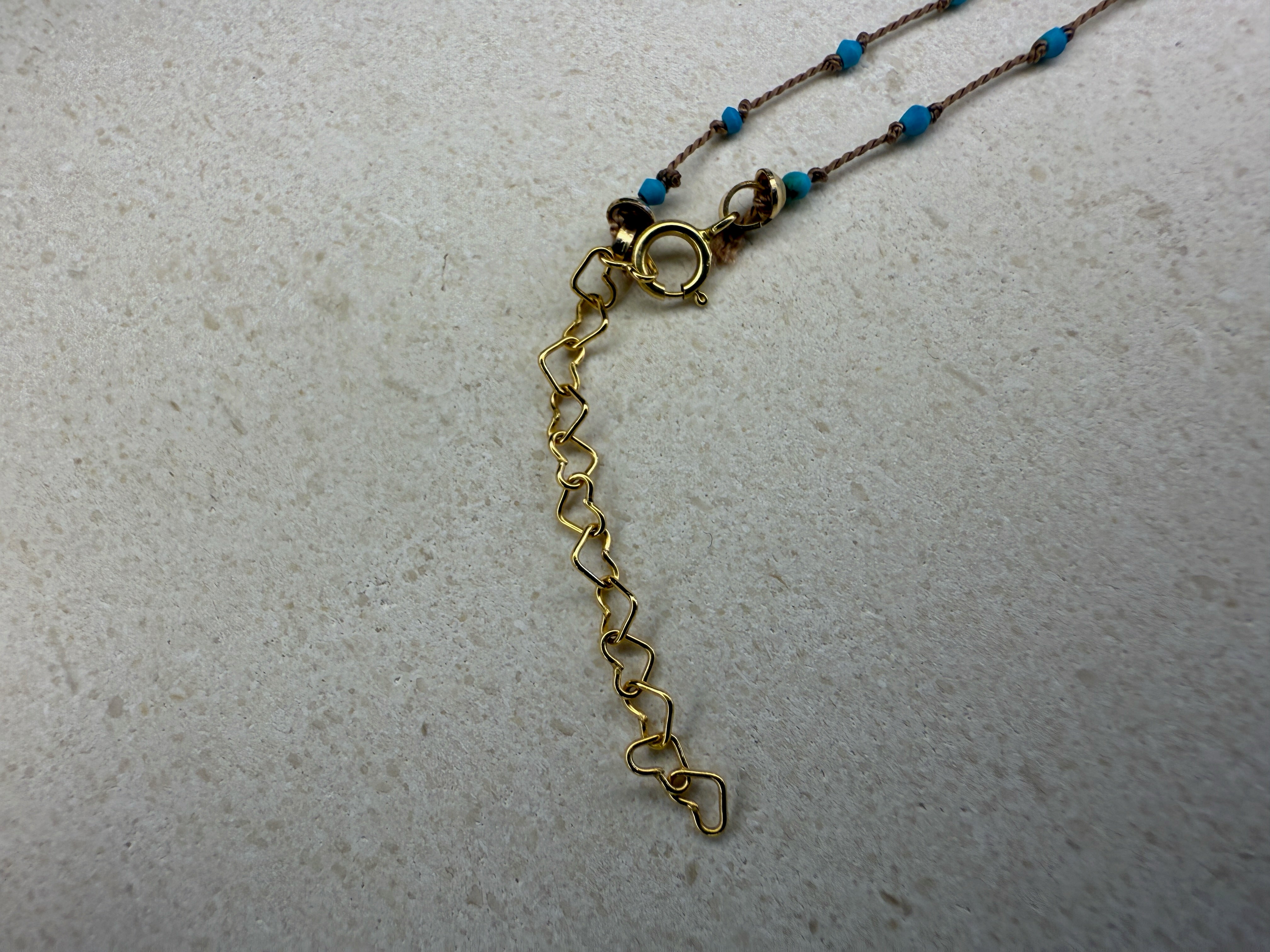 Knotted Silk Turquoise Necklace - Natural