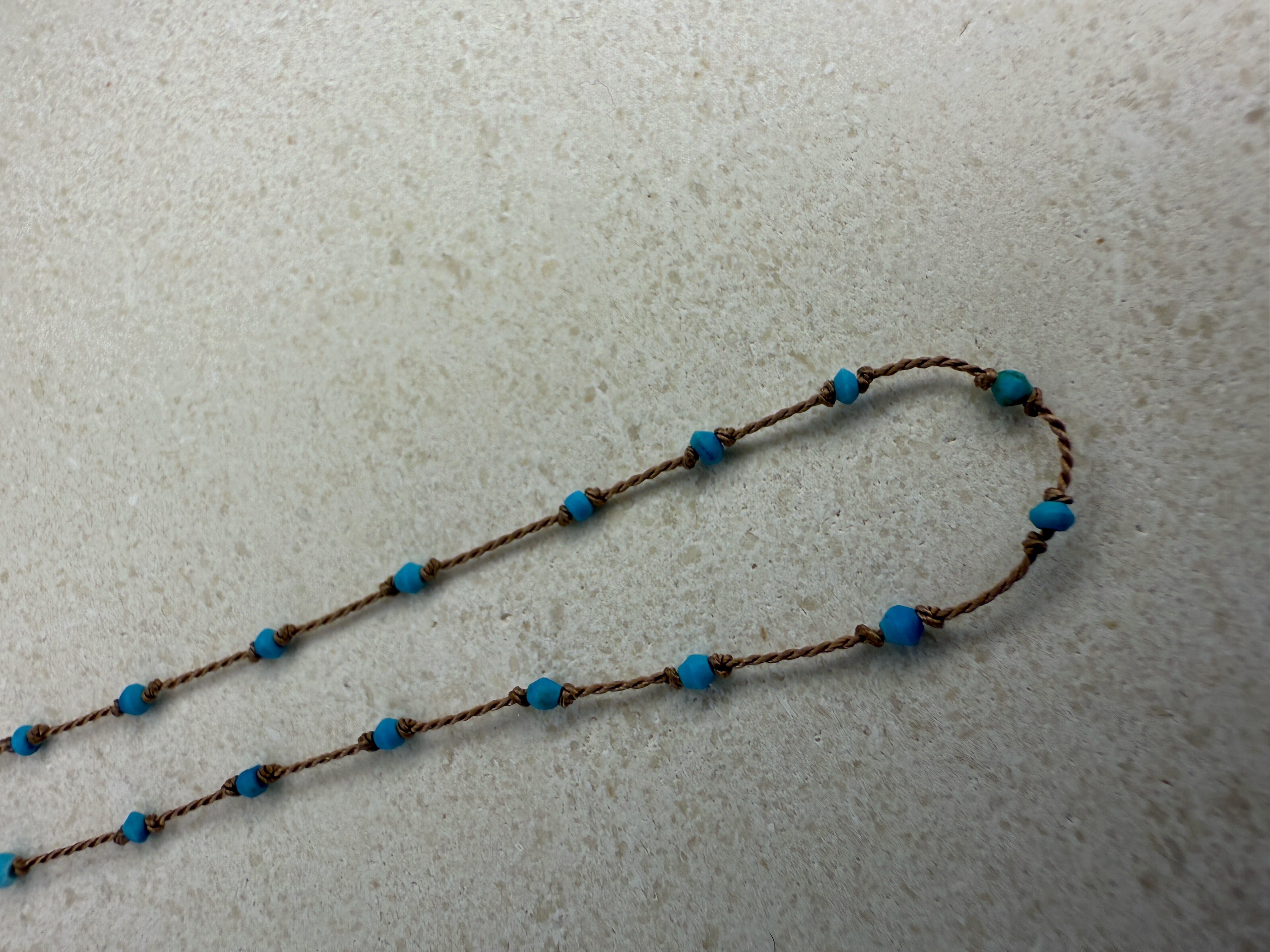 Knotted Silk Turquoise Necklace - Natural