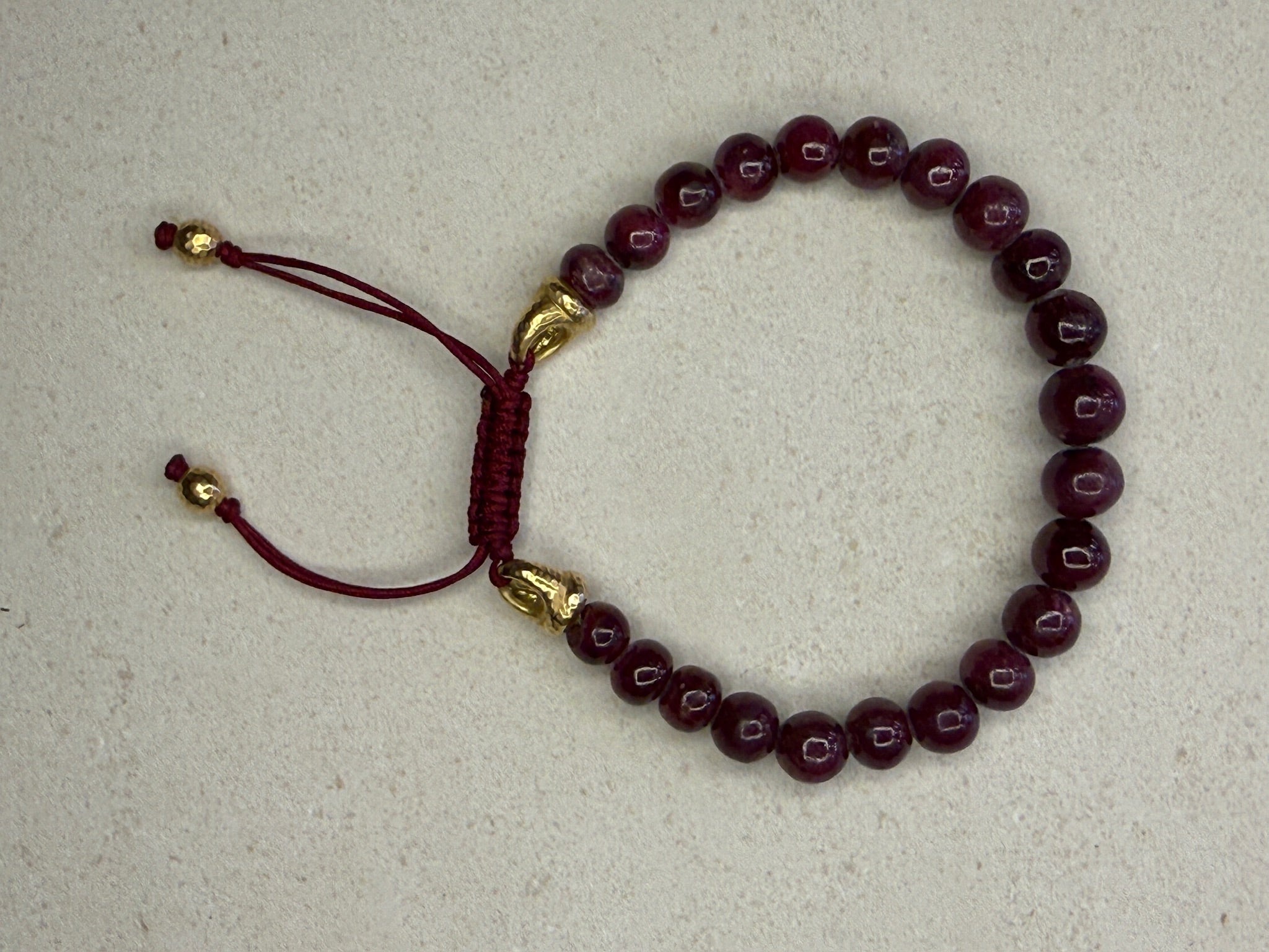Large Rough Ruby Beaded Bracelet