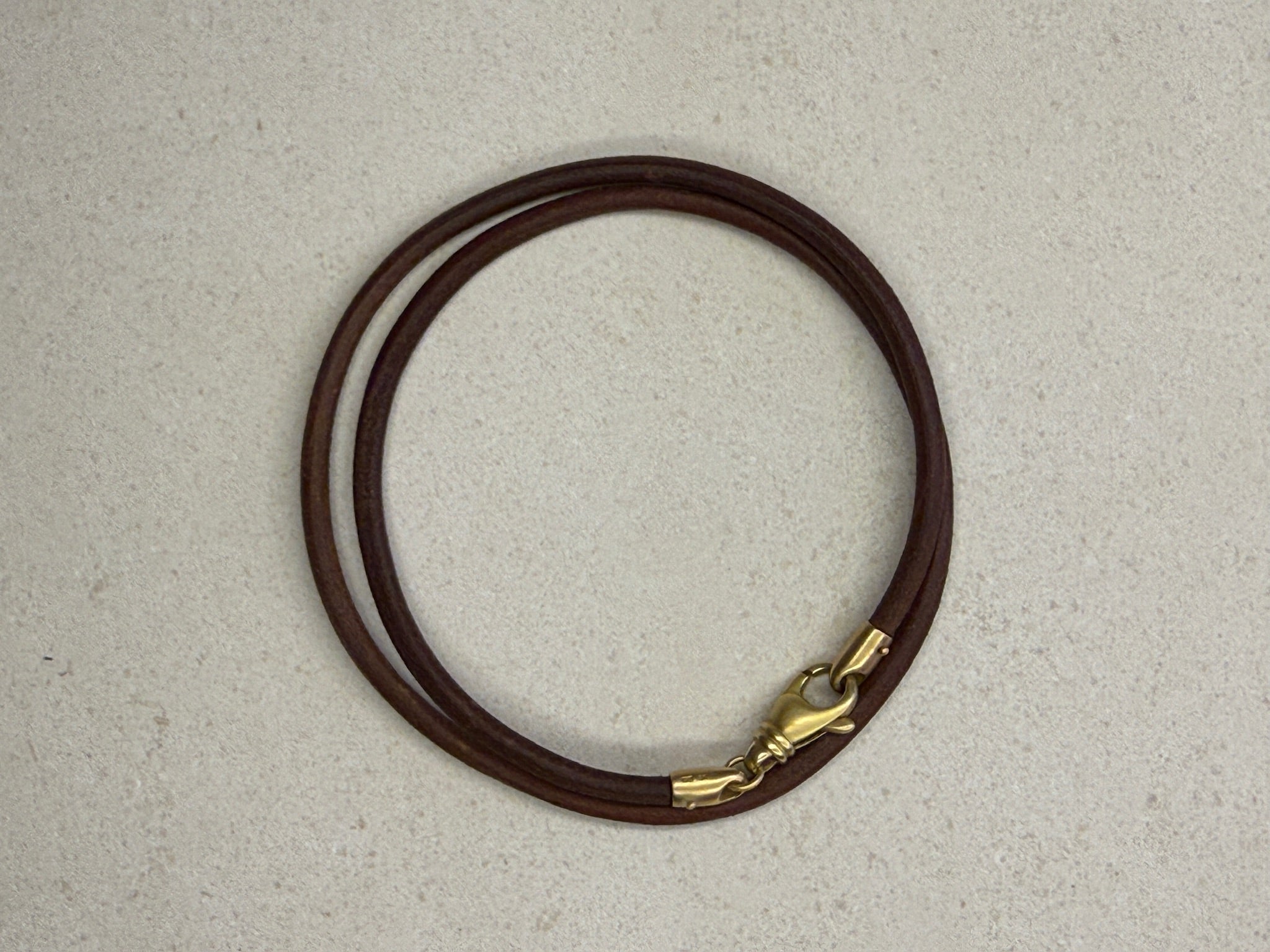 Brown Leather, 18K Yellow Gold Bracelet