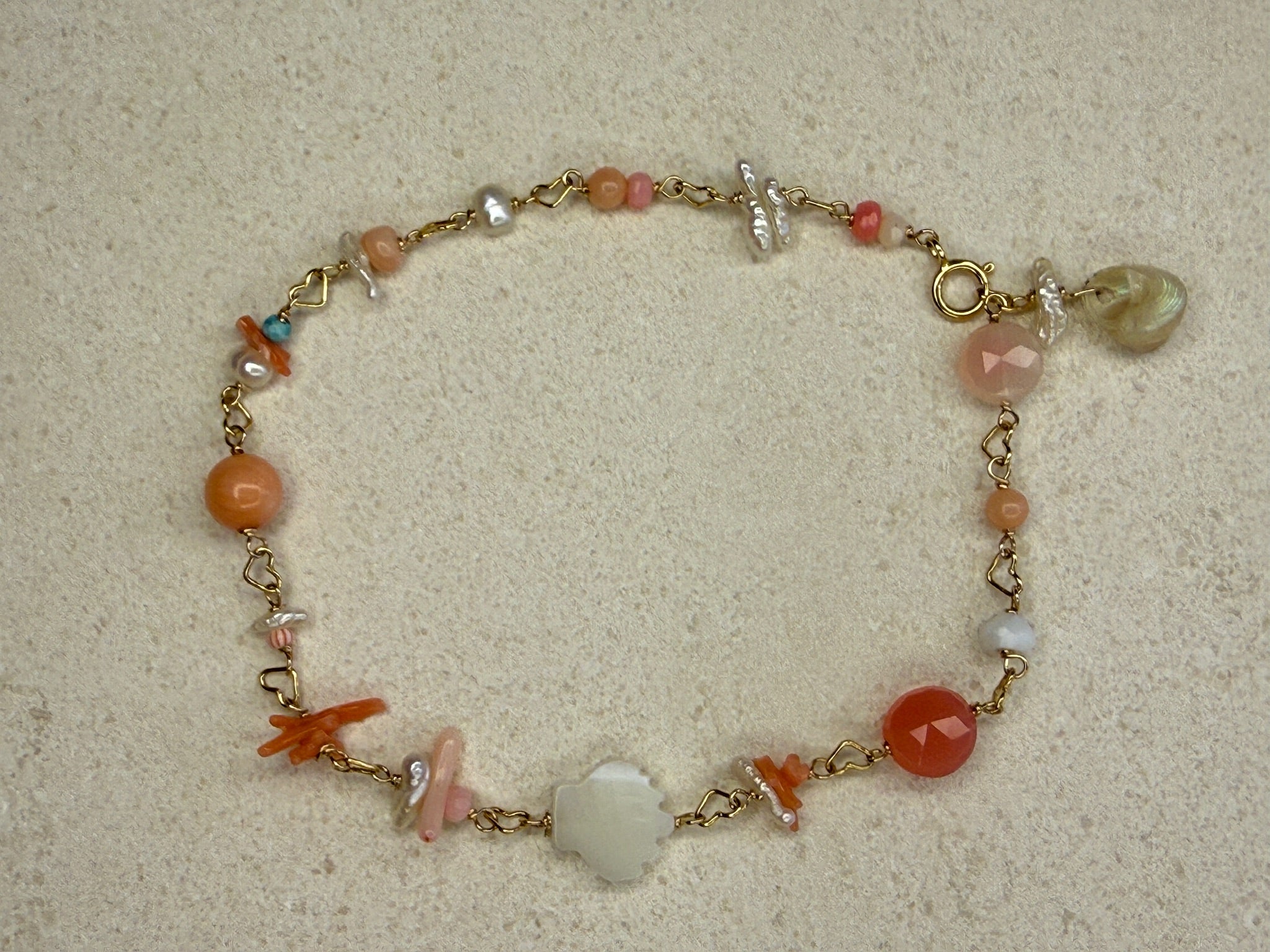 Rossi Coral & Pearl Anklet