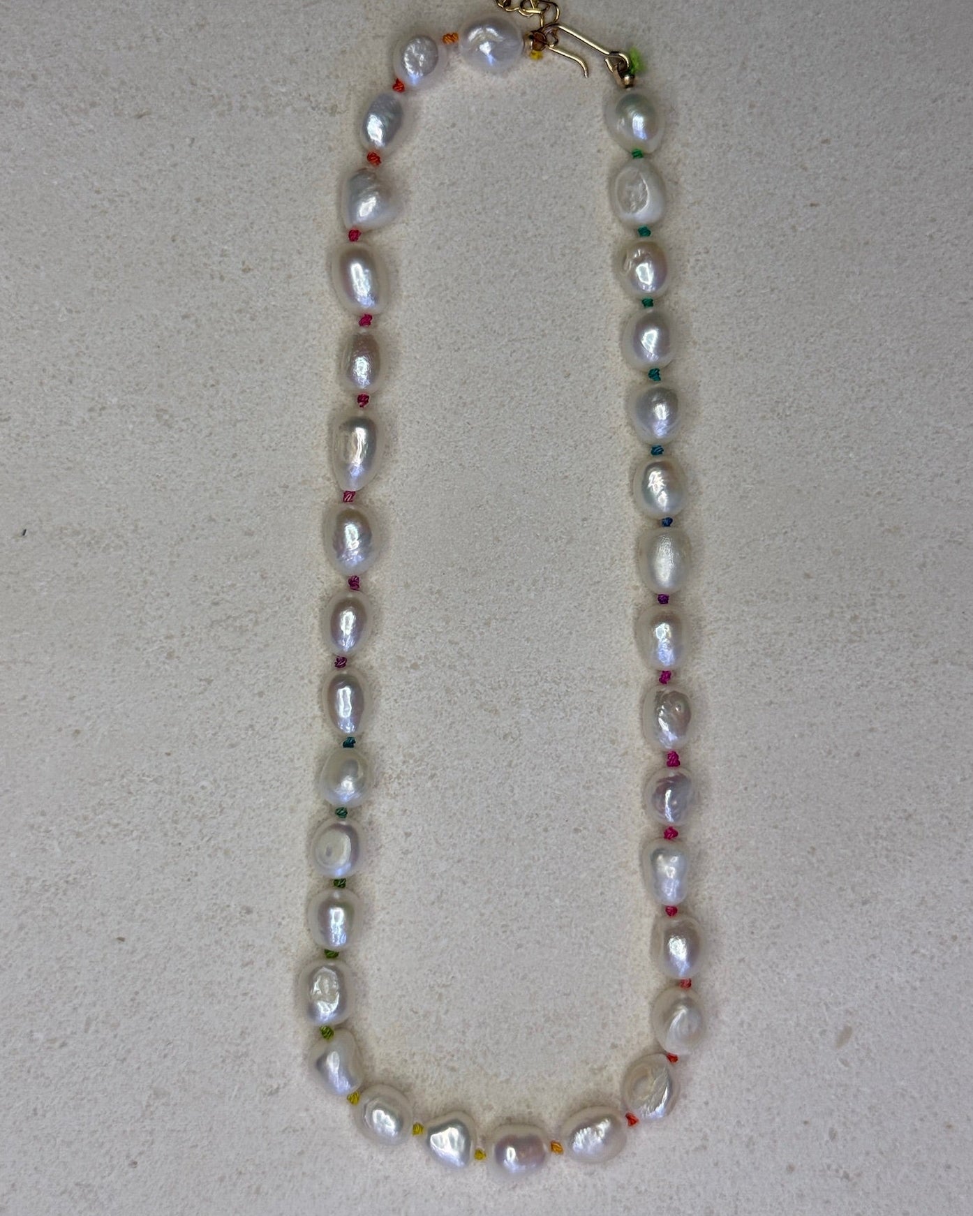 Large Rainbow Knotted Pearl Necklace