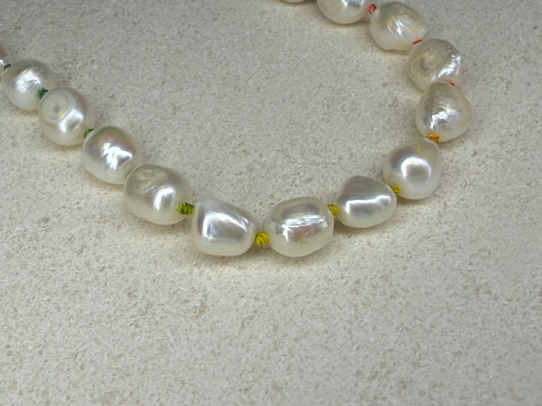 Large Rainbow Knotted Pearl Necklace