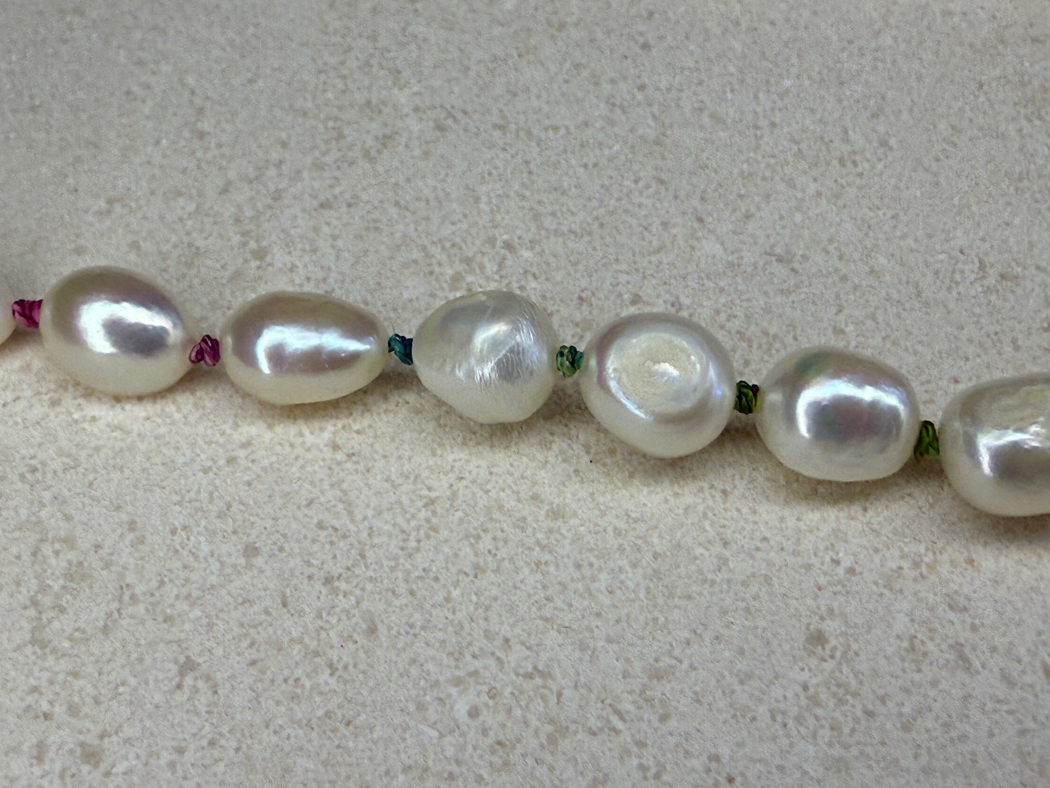 Large Rainbow Knotted Pearl Necklace