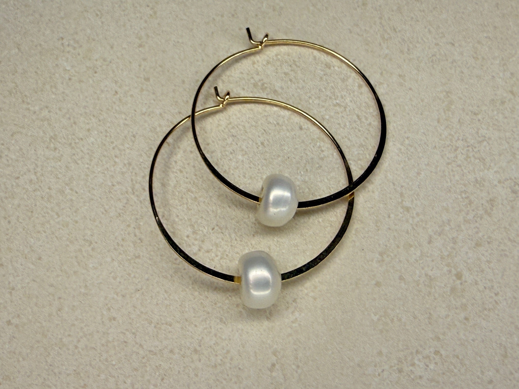 Pearl Hoop Earrings Large